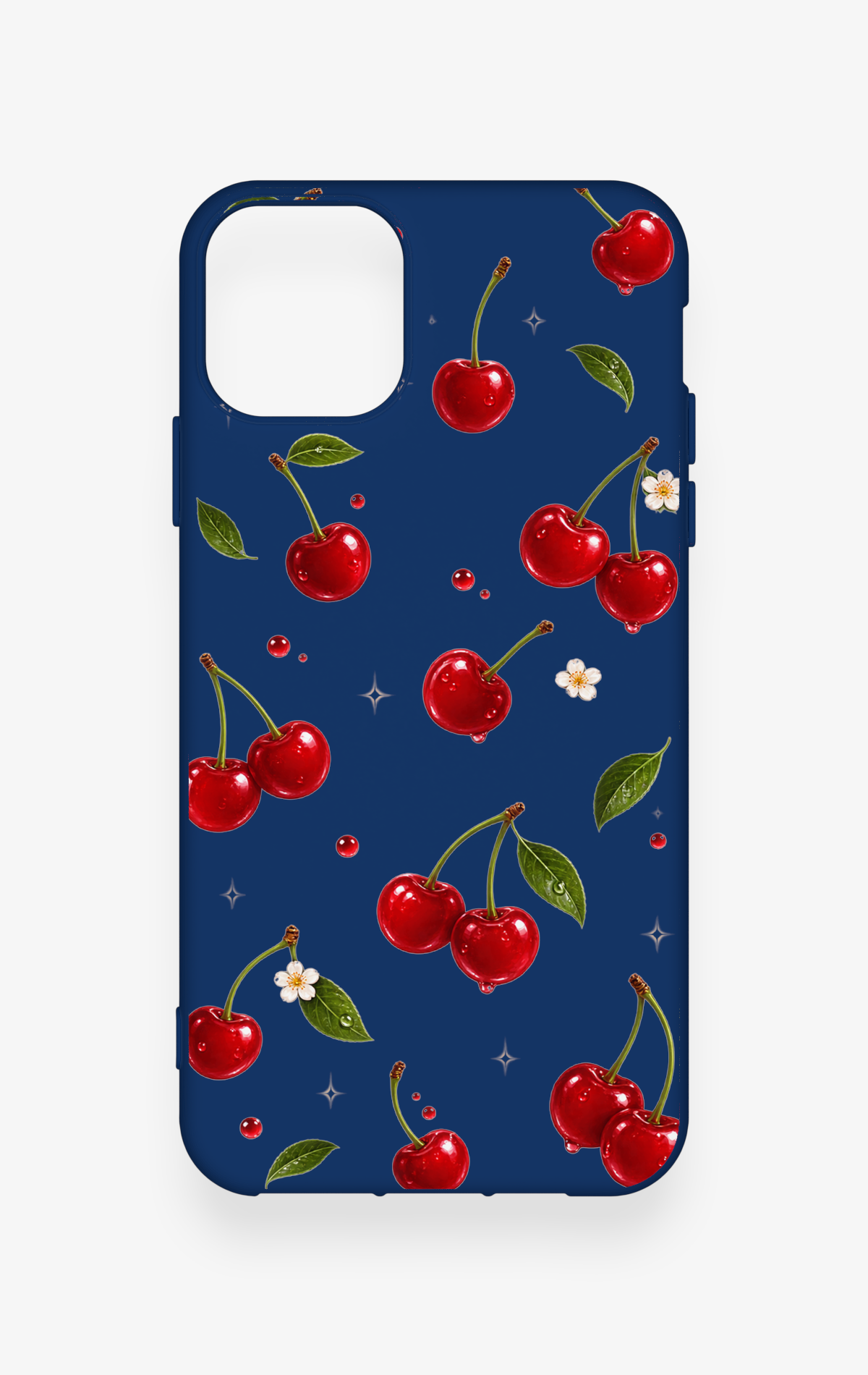 iPhone 11 Pro Max Uyumlu Kiraz Papatya Desenli Silikon Kılıf