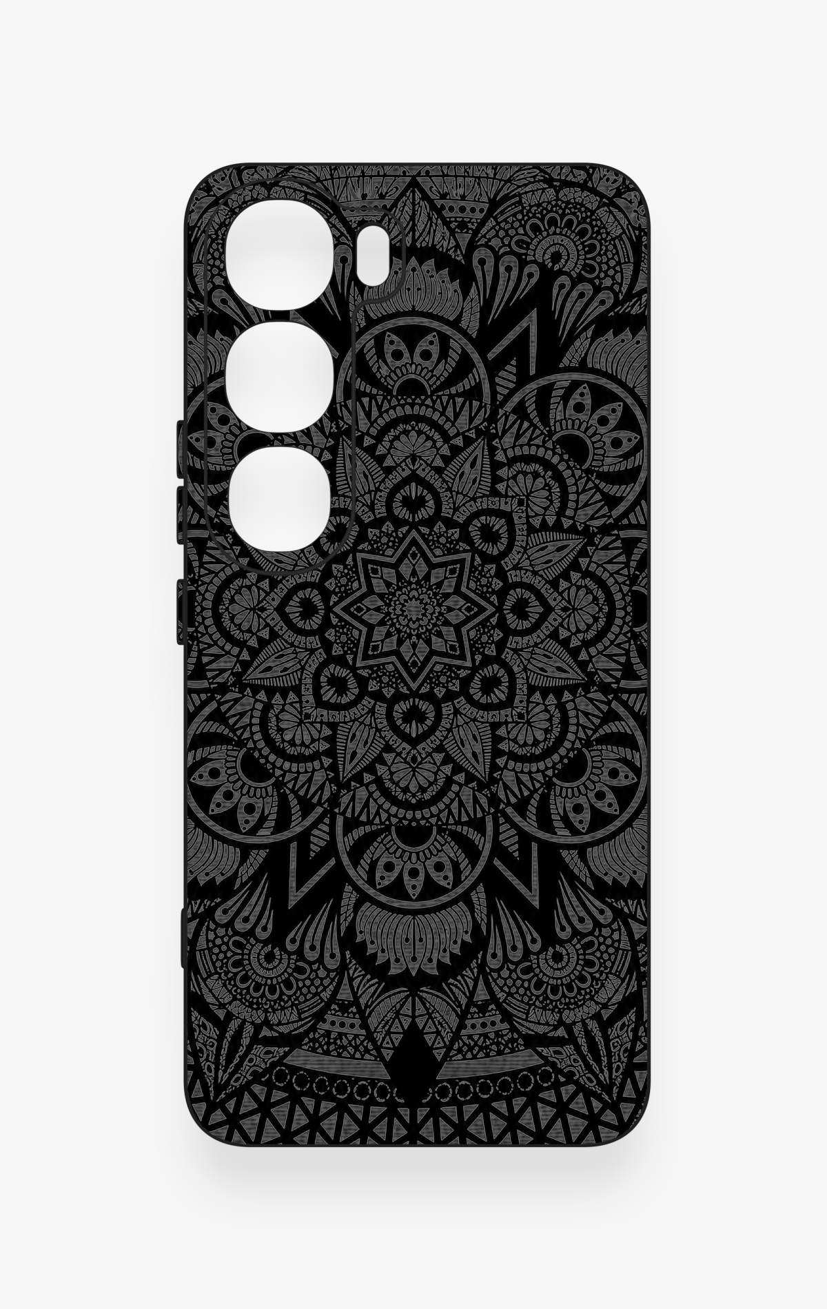 Vivo V40 Lite 5G Uyumlu Siyah Beyaz Mandala Desenli Silikon Kılıf