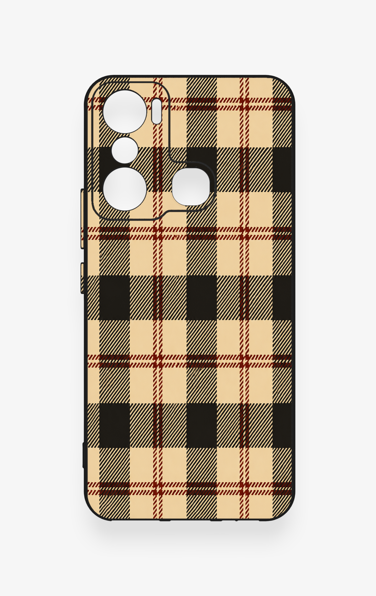 İnfinix Hot 20i Uyumlu Krem Ekose Desenli Silikon Kılıf