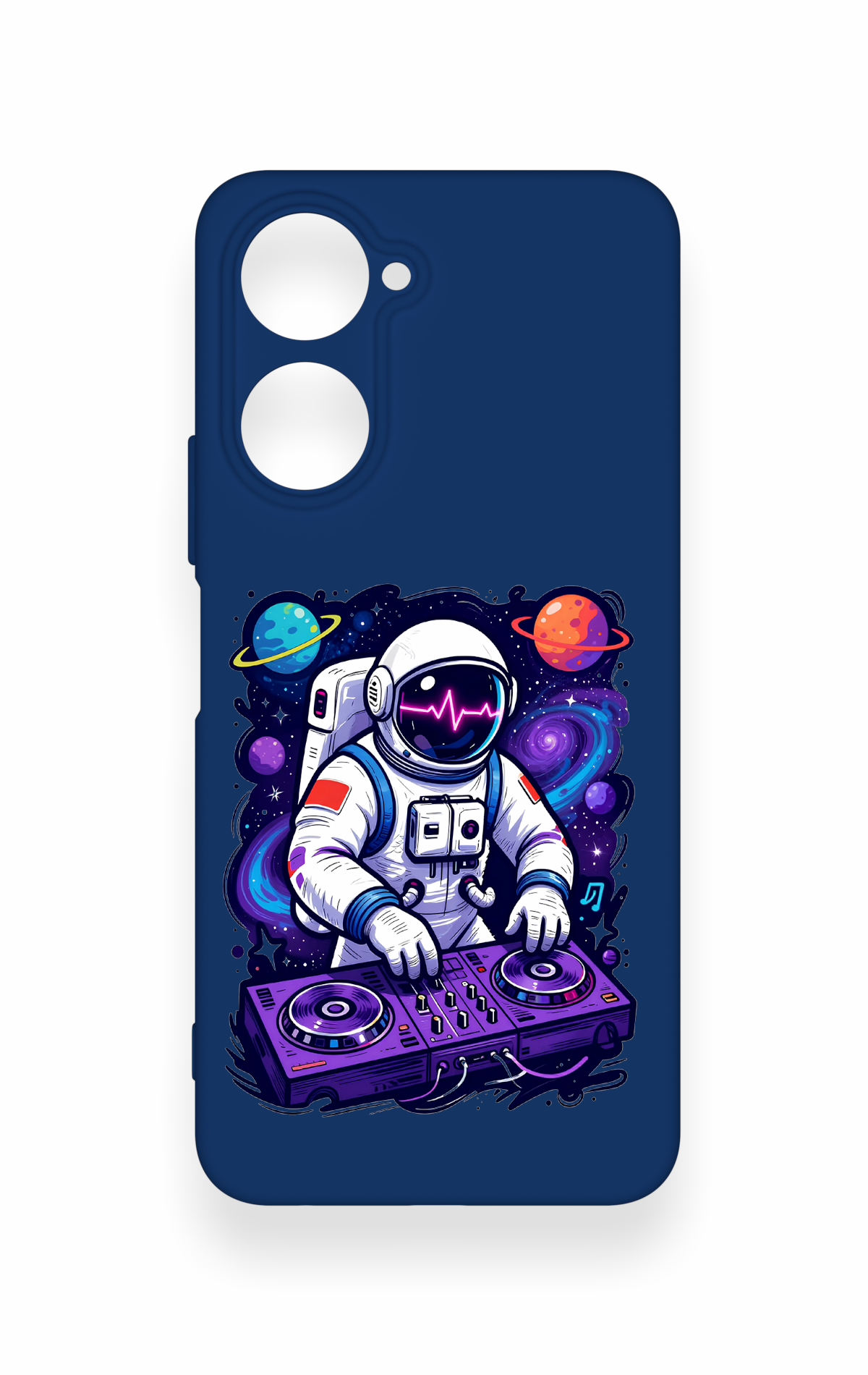Vivo Y18 Uyumlu Astronot DJ Desenli Silikon Kılıf