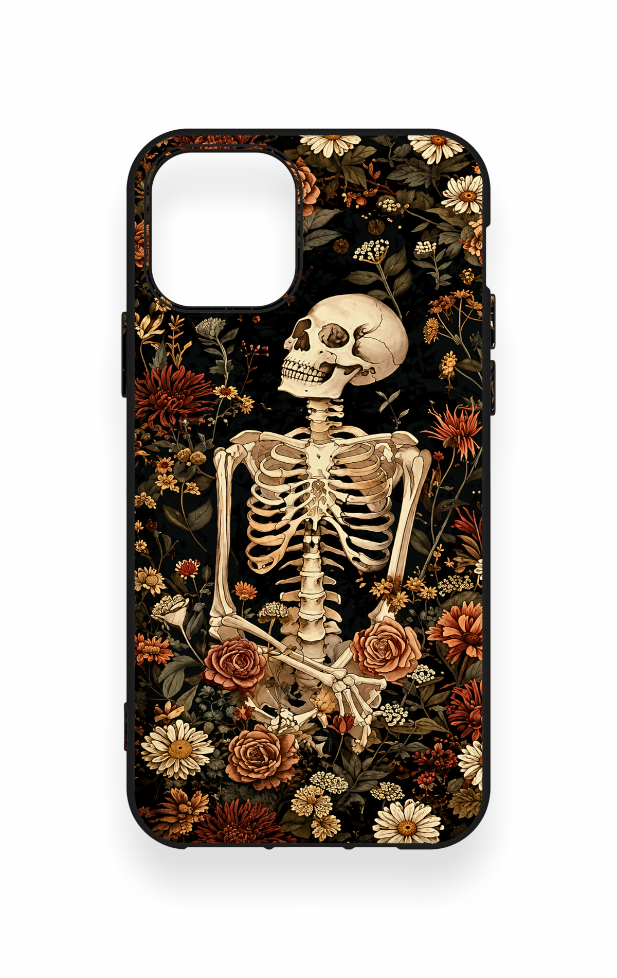 iPhone 11 Pro Uyumlu Çiçek İskelet Desenli Silikon Kılıf