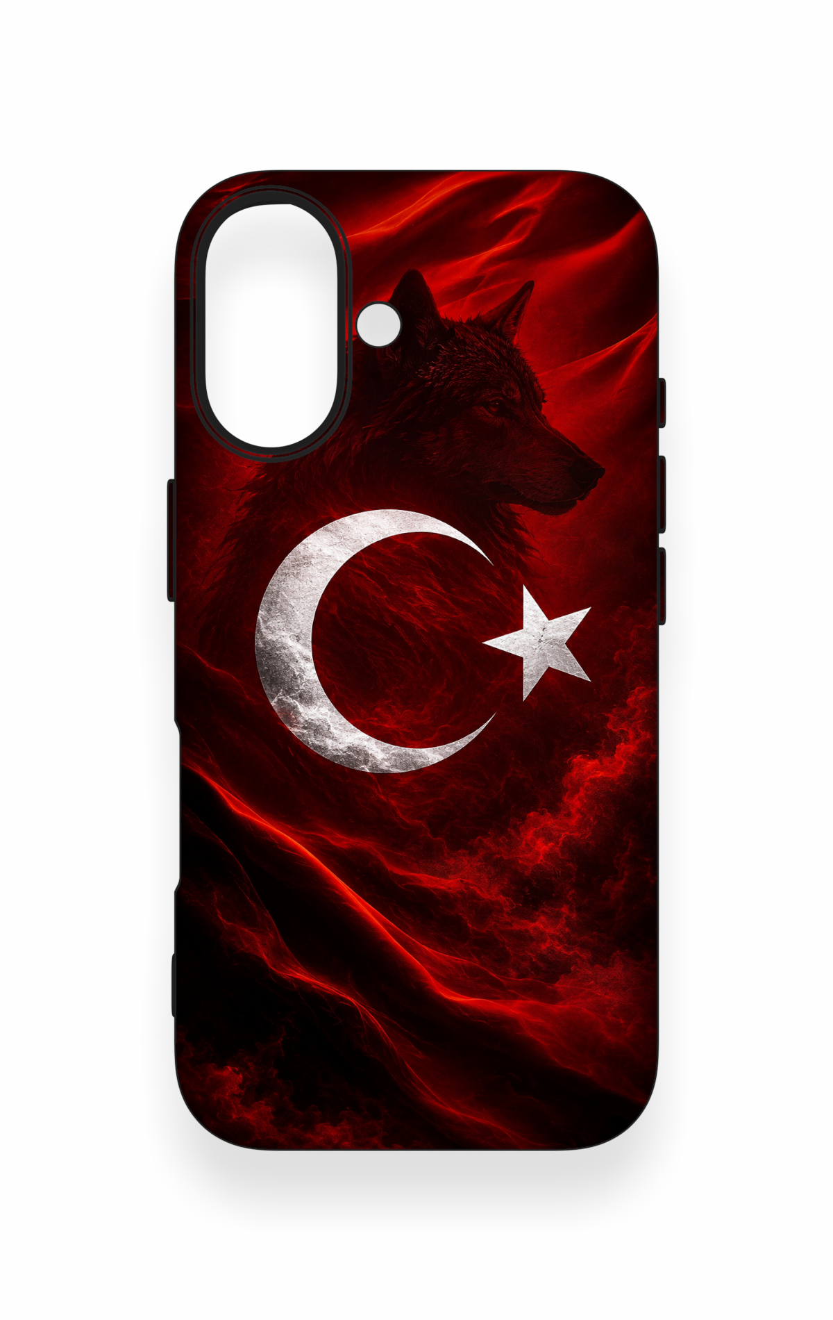 iPhone 16 Uyumlu Kurt Türk Bayrağı Desenli Silikon Kılıf