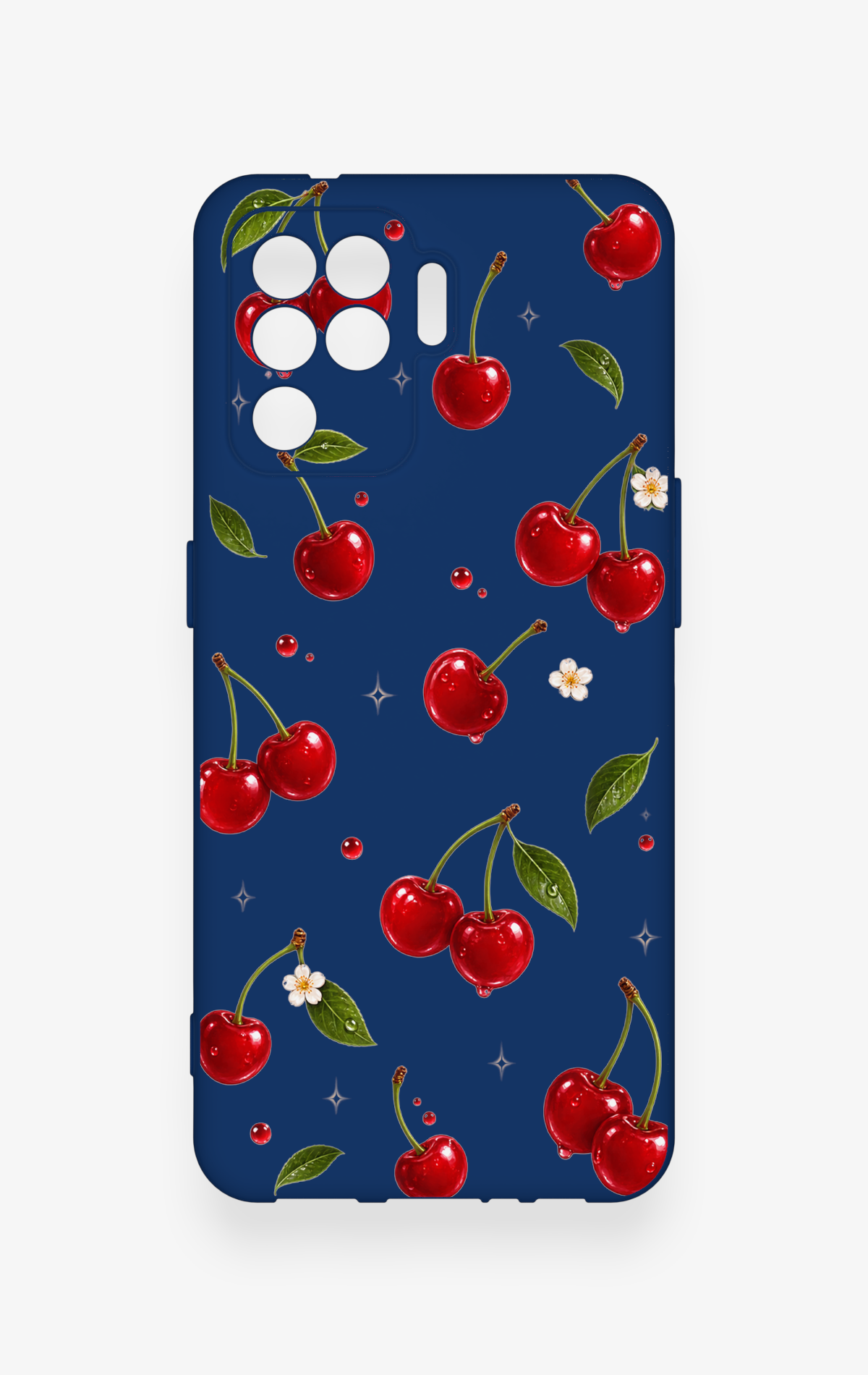 Oppo Reno 5 Lite Uyumlu Kiraz Papatya Desenli Silikon Kılıf