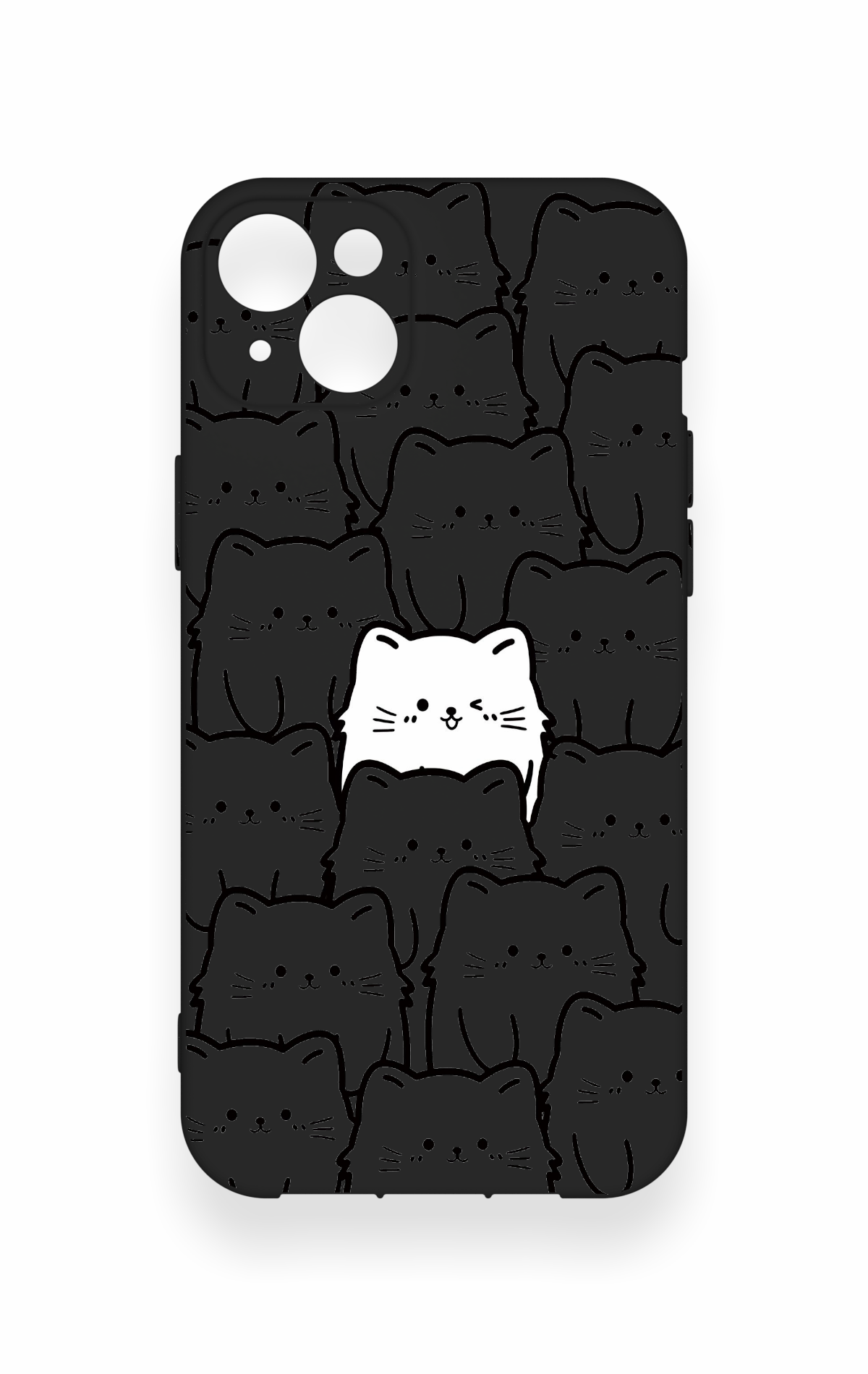 iPhone 14 Plus/15 Plus Uyumlu Many Cats Desenli Silikon Kılıf