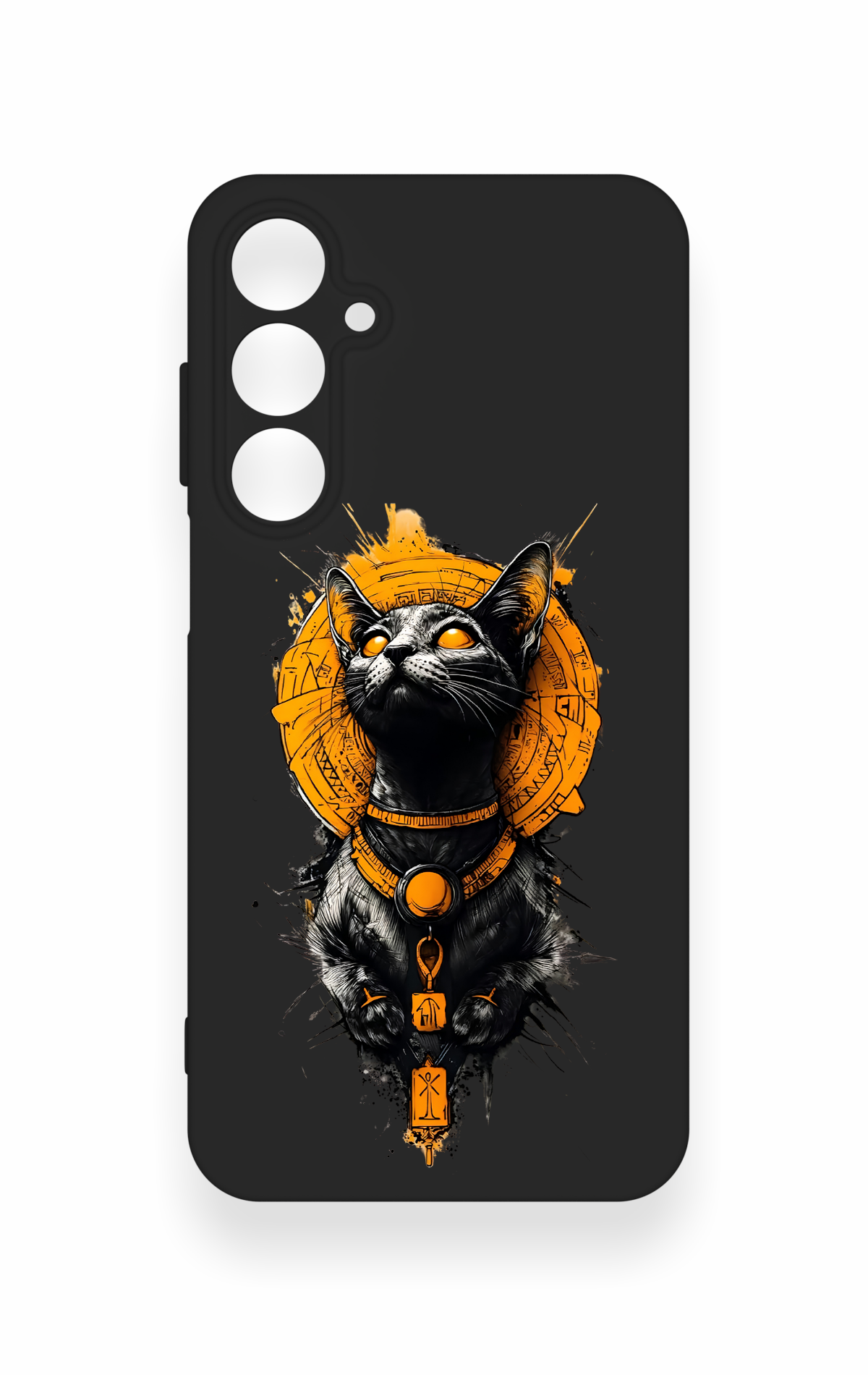 Samsung A55 Uyumlu Mısırlı Kedi Tanrısı Desenli Silikon Kılıf