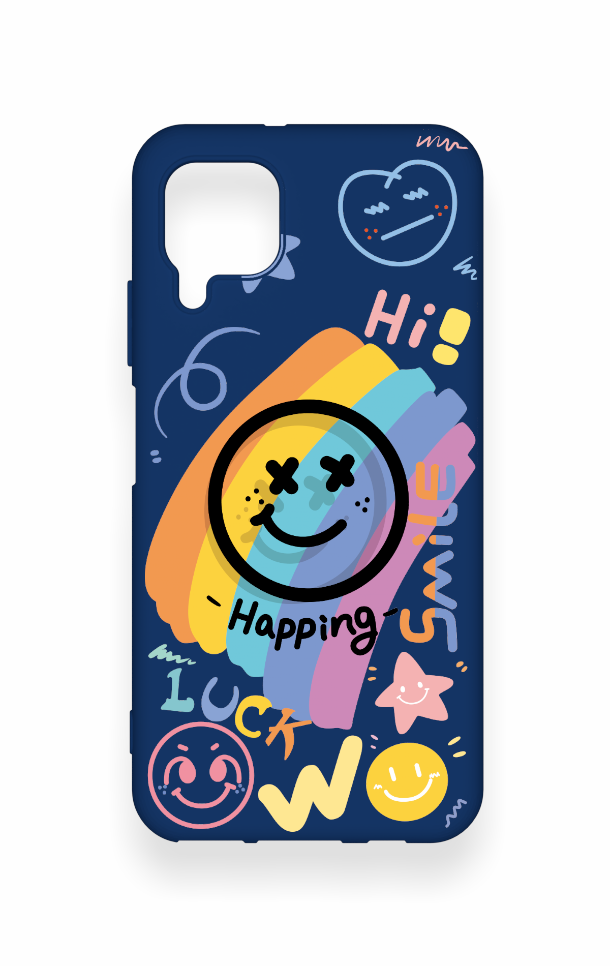 Huawei P40 Lite Uyumlu Happing Smile Desenli Silikon Kılıf