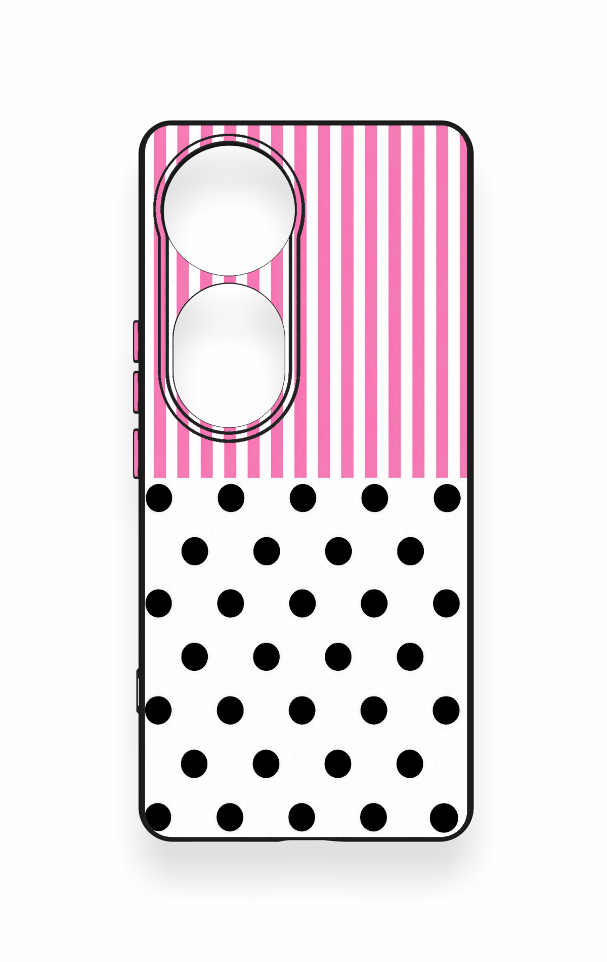 Vivo V40 Uyumlu Pembe Çizgili Puantiye Desenli Silikon Kılıf