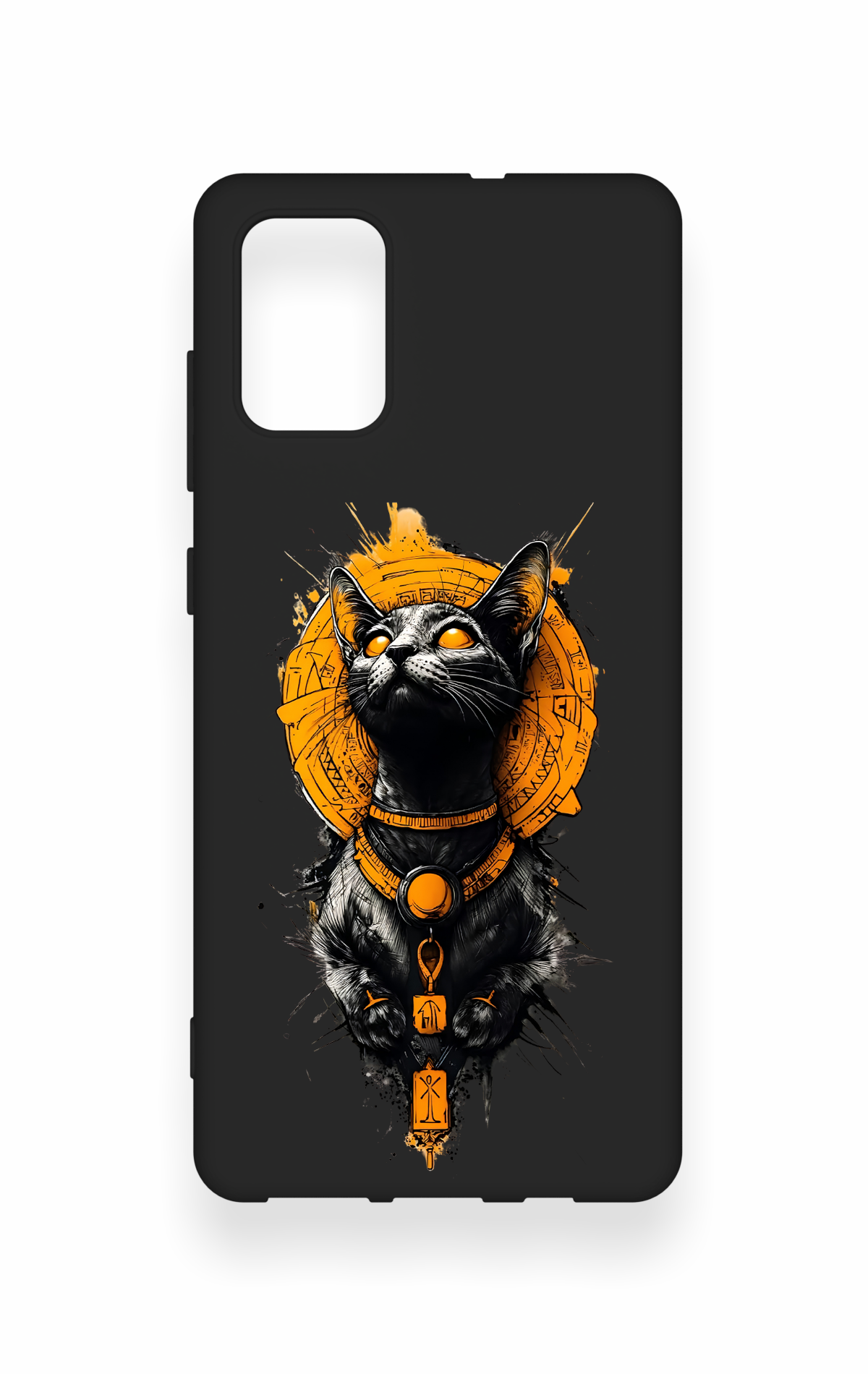 Samsung-A71 Uyumlu Mısırlı Kedi Tanrısı Desenli Silikon Kılıf