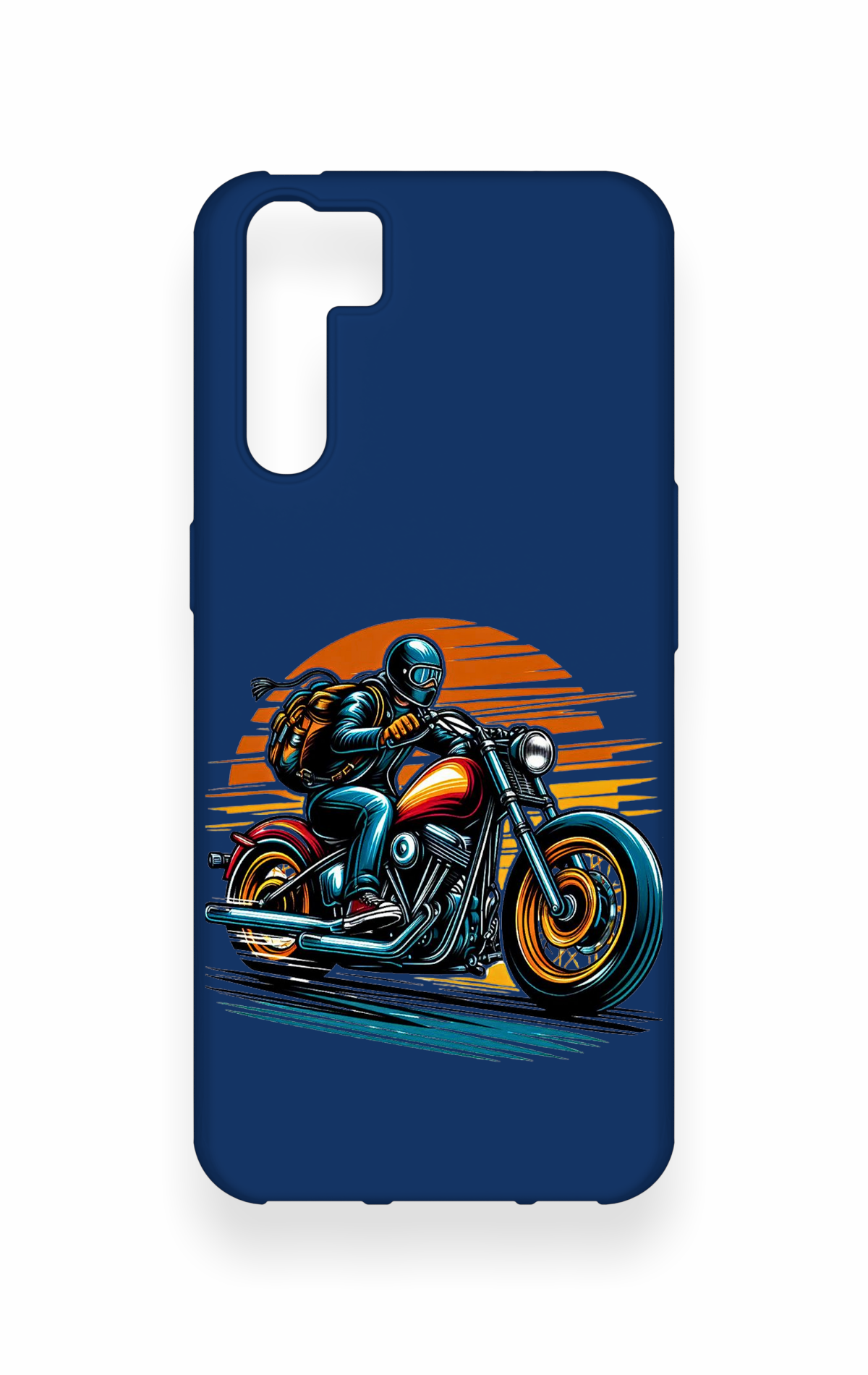 Oppo A91 Uyumlu Moto Rider Desenli Silikon Kılıf
