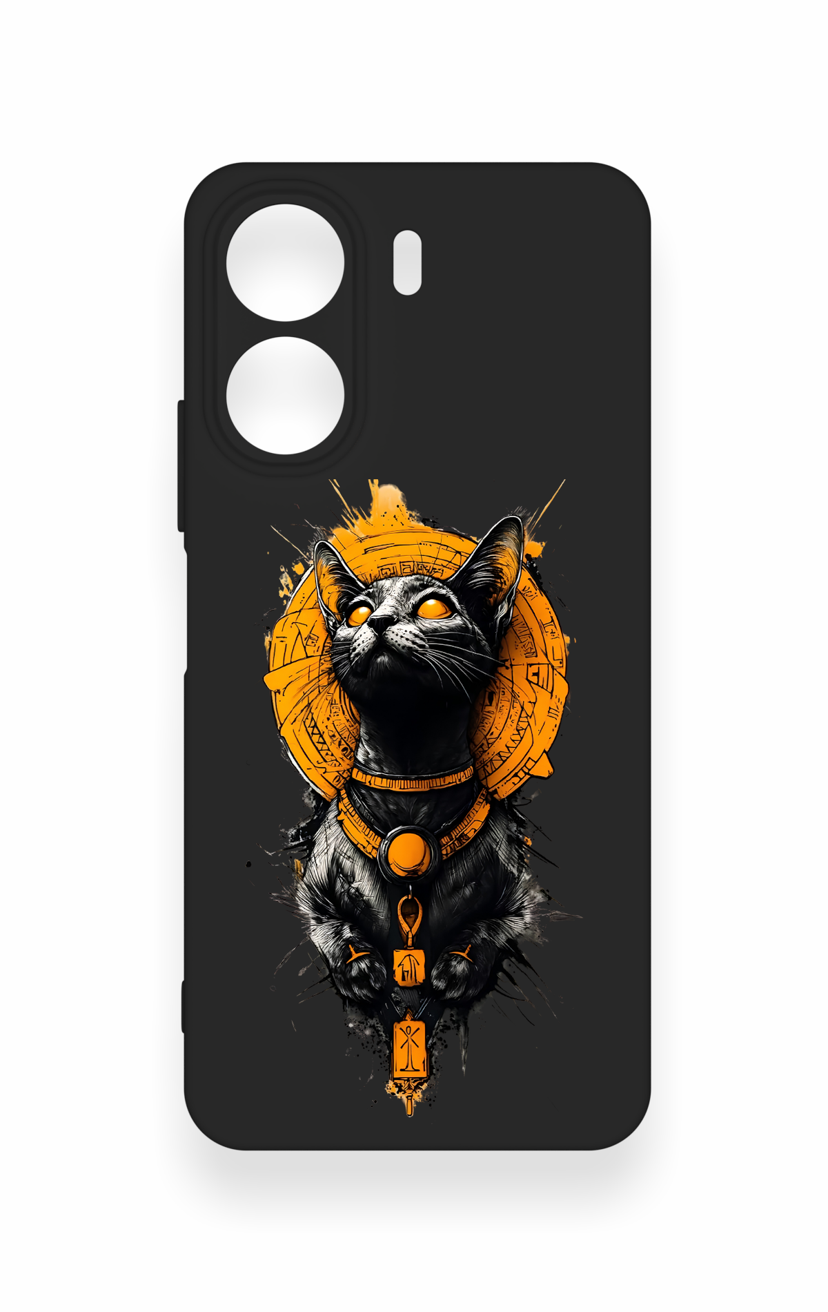 Redmi 13C Uyumlu Mısırlı Kedi Tanrısı Desenli Silikon Kılıf