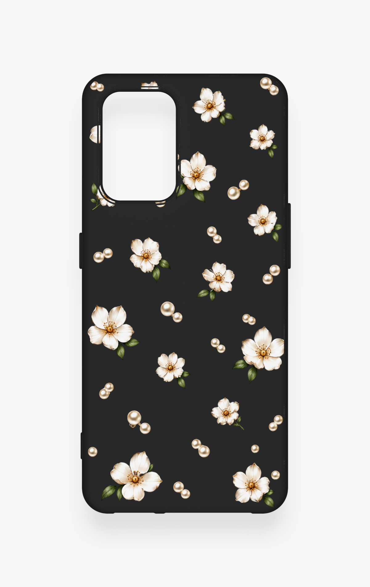 Oppo-A74 Uyumlu İnci Papatya Desenli Silikon Kılıf