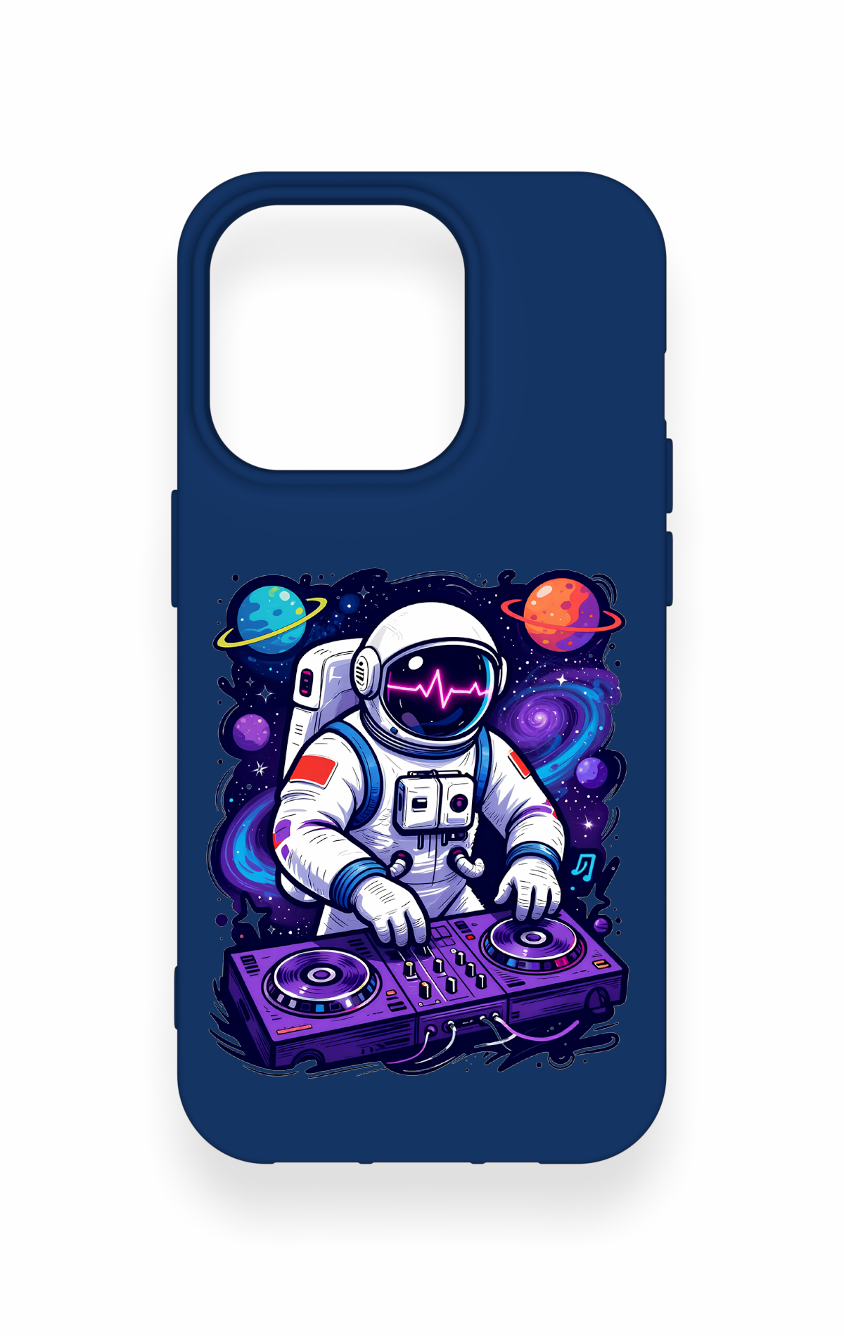 iPhone 14 Pro Uyumlu Astronot DJ Desenli Silikon Kılıf
