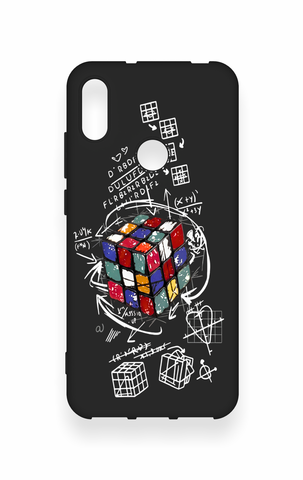 Huawei Y6 2019 Uyumlu Rubik Küb Desenli Silikon Kılıf