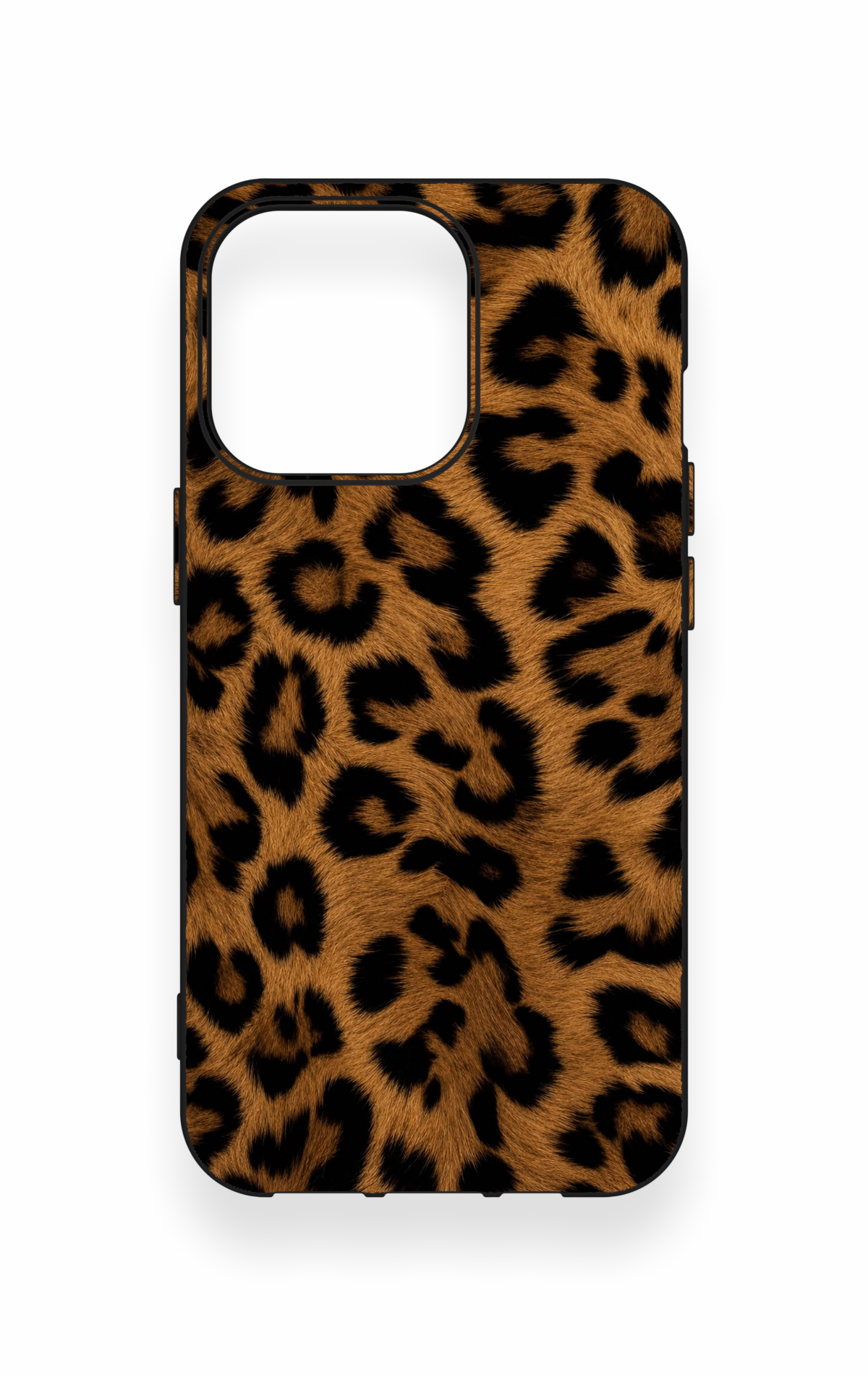 iPhone 13 Pro Uyumlu Koyu Leopar Deri Desenli Silikon Kılıf