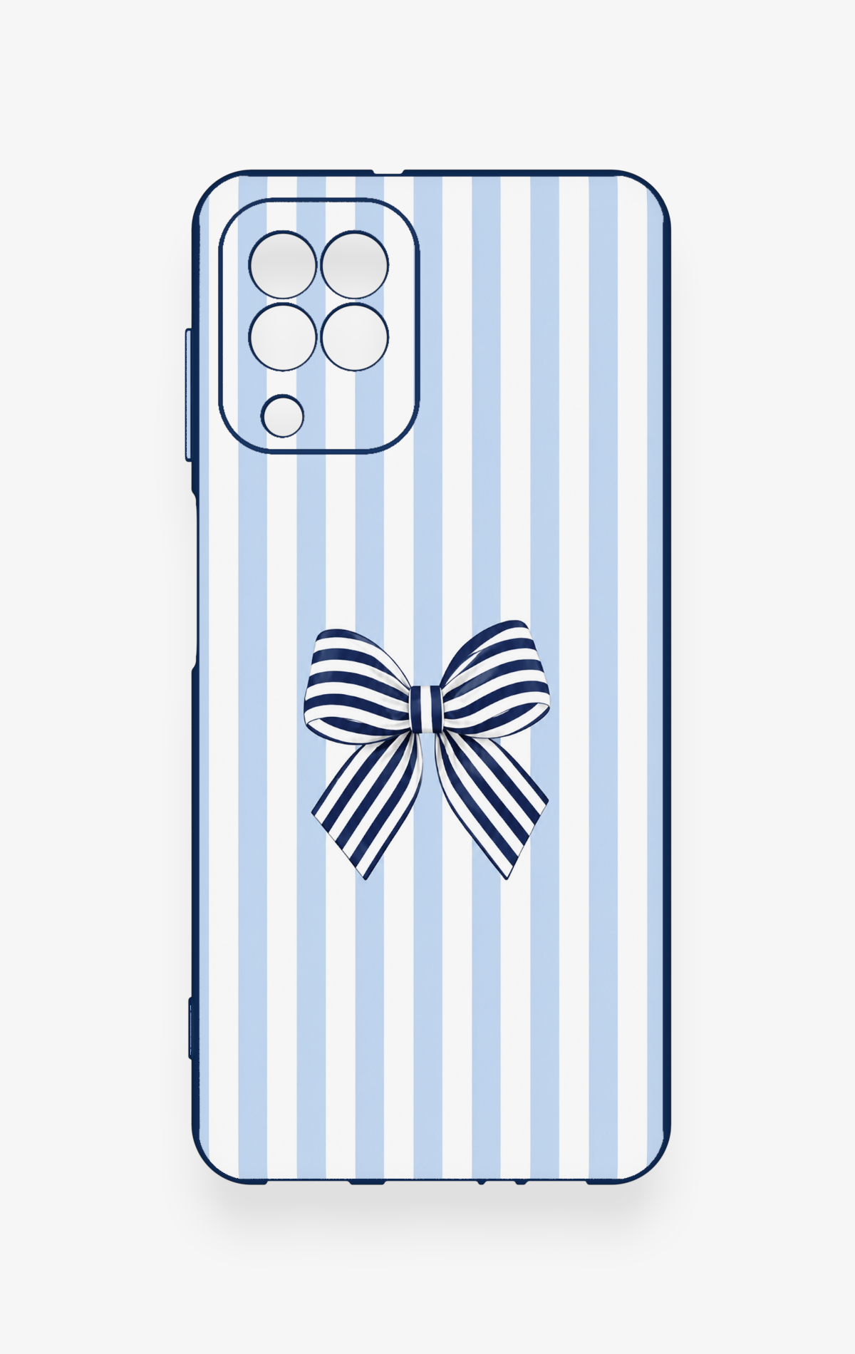 Samsung A22 Uyumlu Mavi Beyaz Kurdele Desenli Silikon Kılıf
