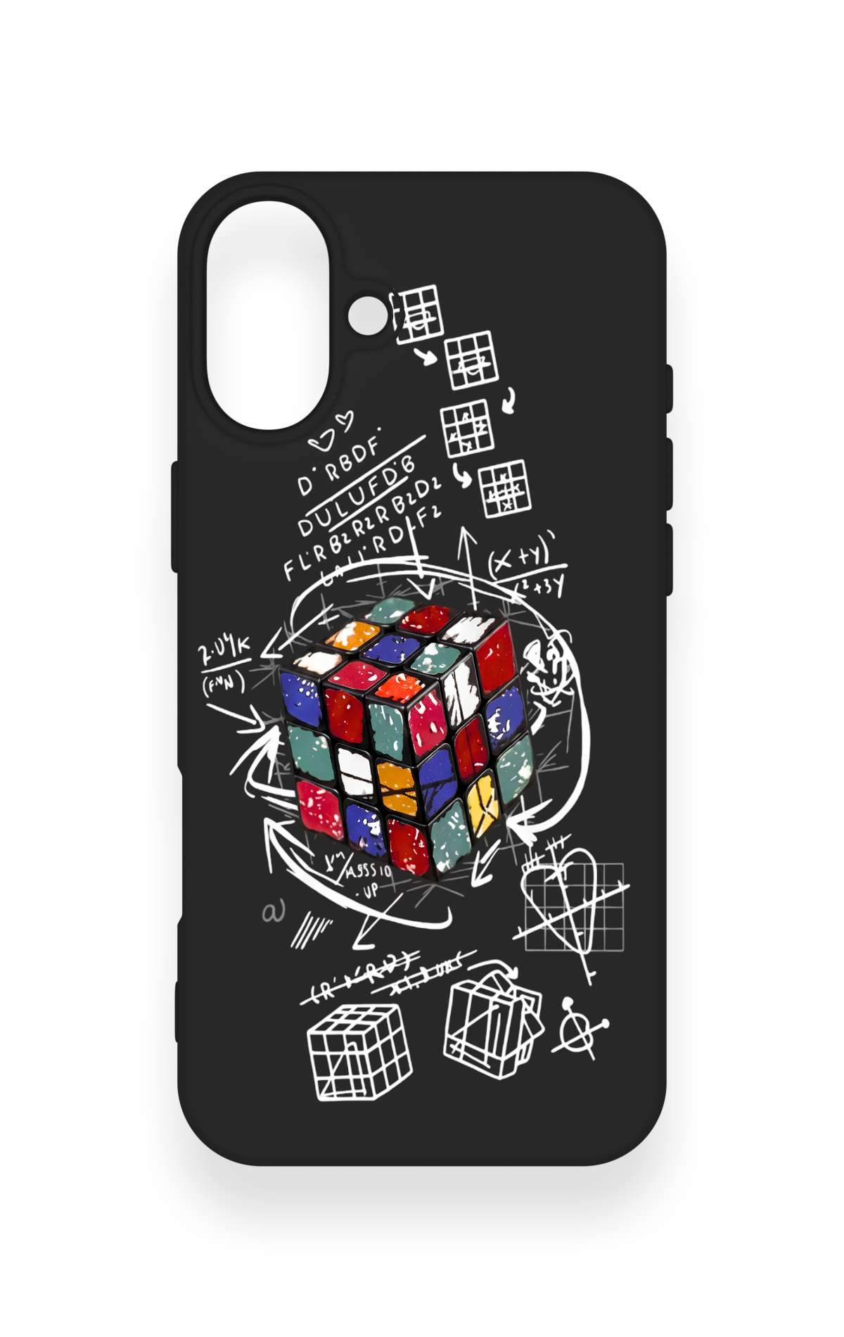 iPhone 16 Plus Uyumlu Rubik Küb Desenli Silikon Kılıf