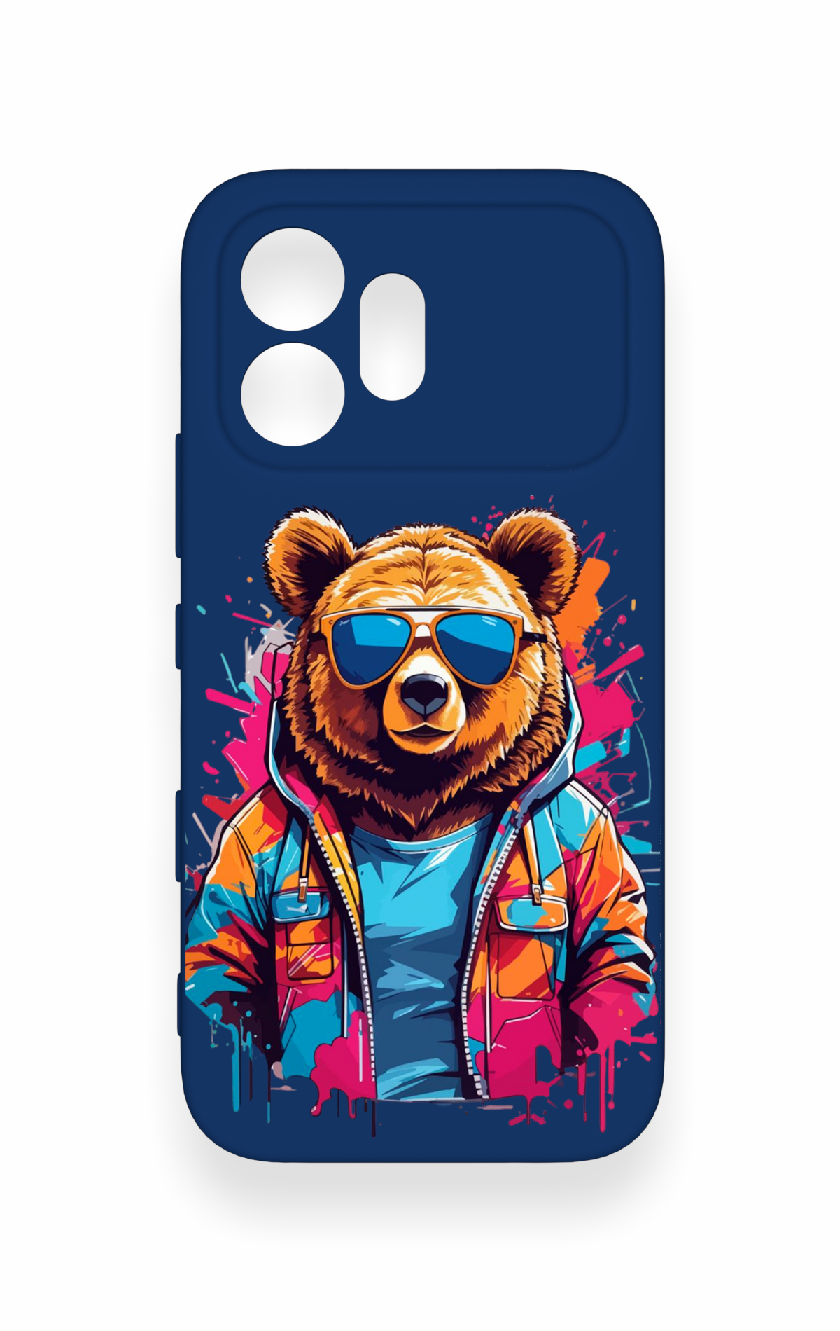 Honor 600 Uyumlu Gözlüklü Ayı Desenli Silikon Kılıf