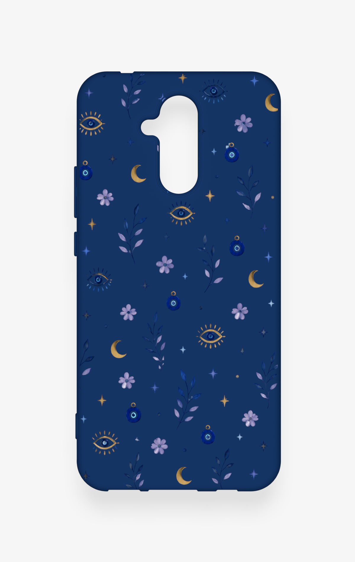 Huawei Mate 20 Lite Uyumlu Mavi Nazar Papatya Desenli Silikon Kılıf