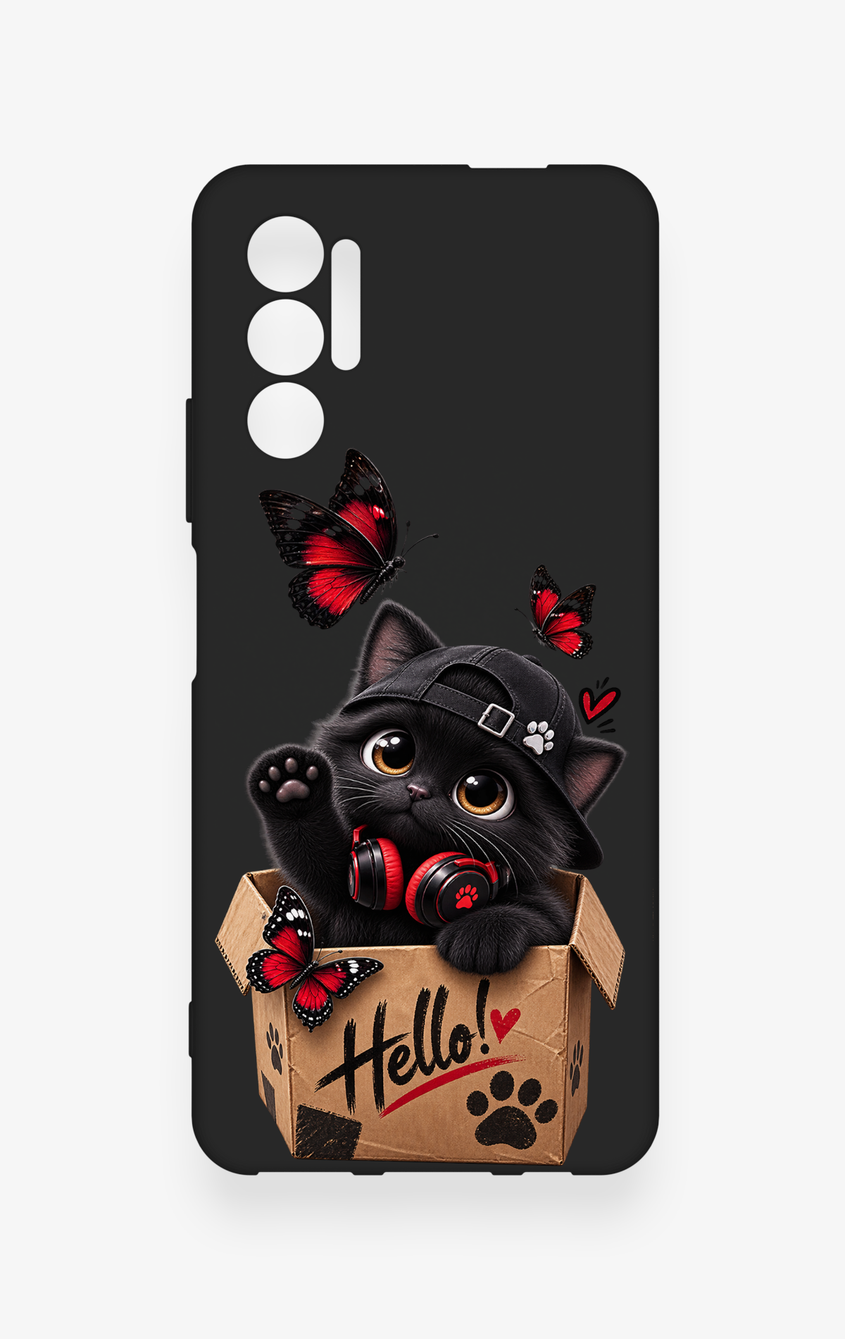 Tecno Pova 3 Uyumlu Hello Cat Desenli Silikon Kılıf