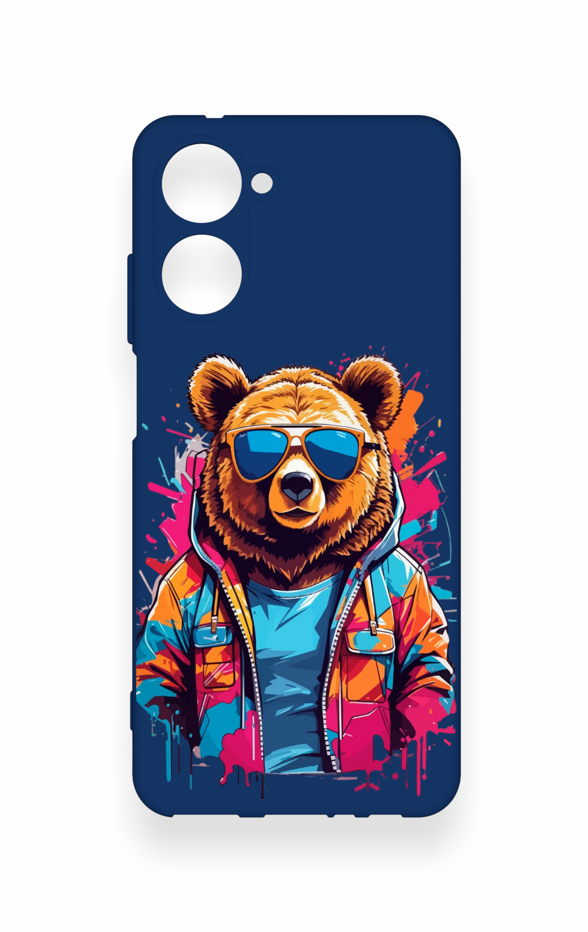 Realme 10 Uyumlu Gözlüklü Ayı Desenli Silikon Kılıf
