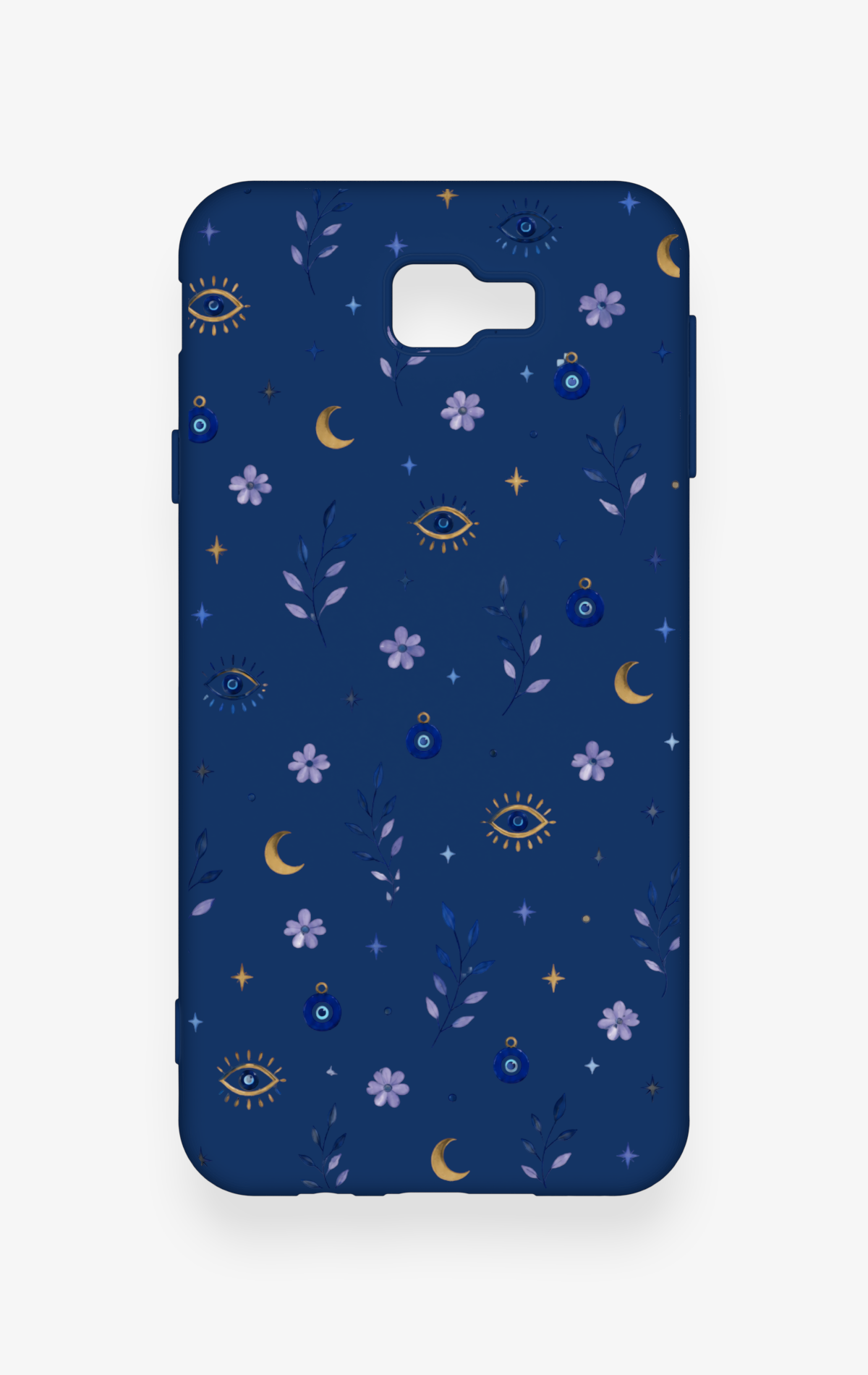 Samsung J7 Prime Uyumlu Mavi Nazar Papatya Desenli Silikon Kılıf