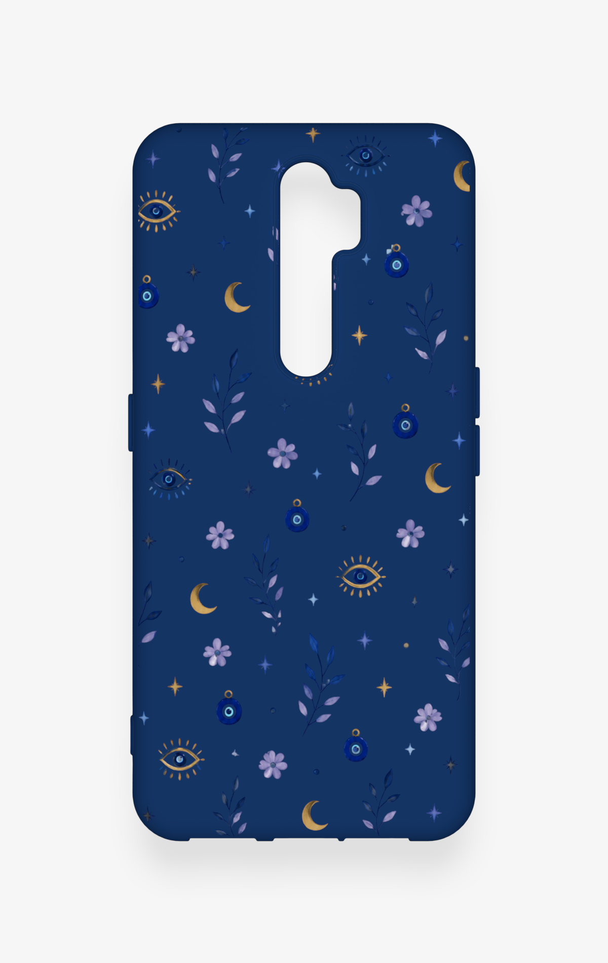 Oppo A5 2020 Uyumlu Mavi Nazar Papatya Desenli Silikon Kılıf