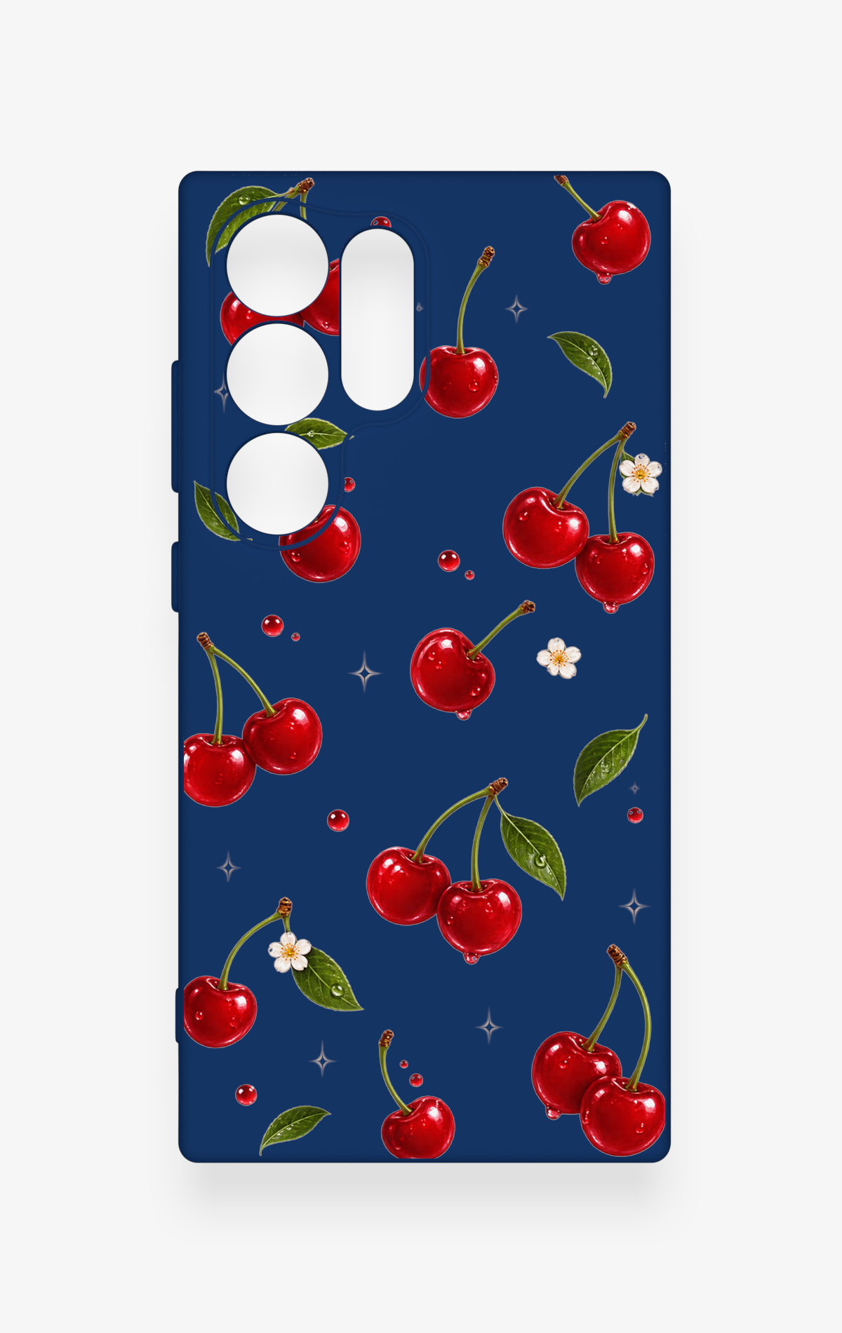 Samsung S24 Ultra Uyumlu Kiraz Papatya Desenli Silikon Kılıf