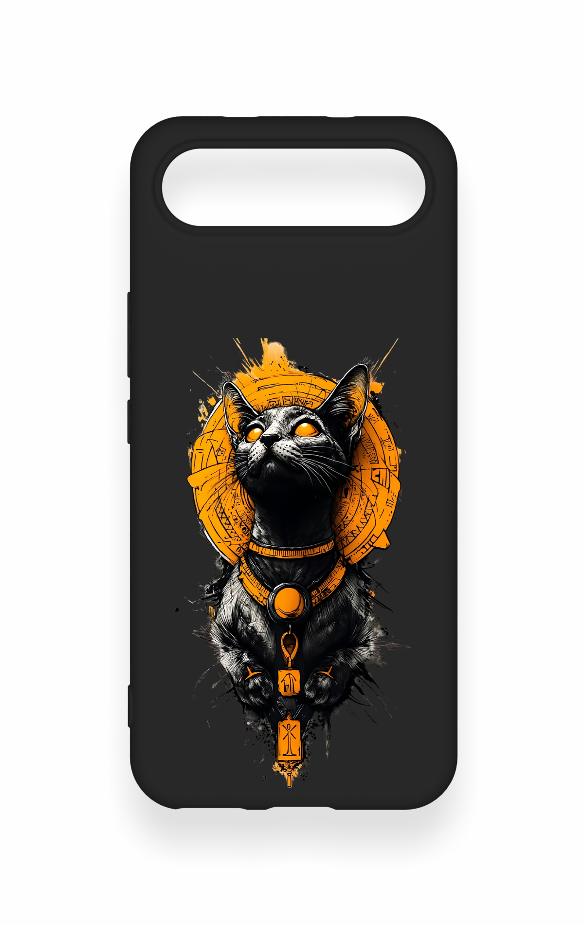 Tecno Spark Slim Uyumlu Mısırlı Kedi Tanrısı Desenli Silikon Kılıf