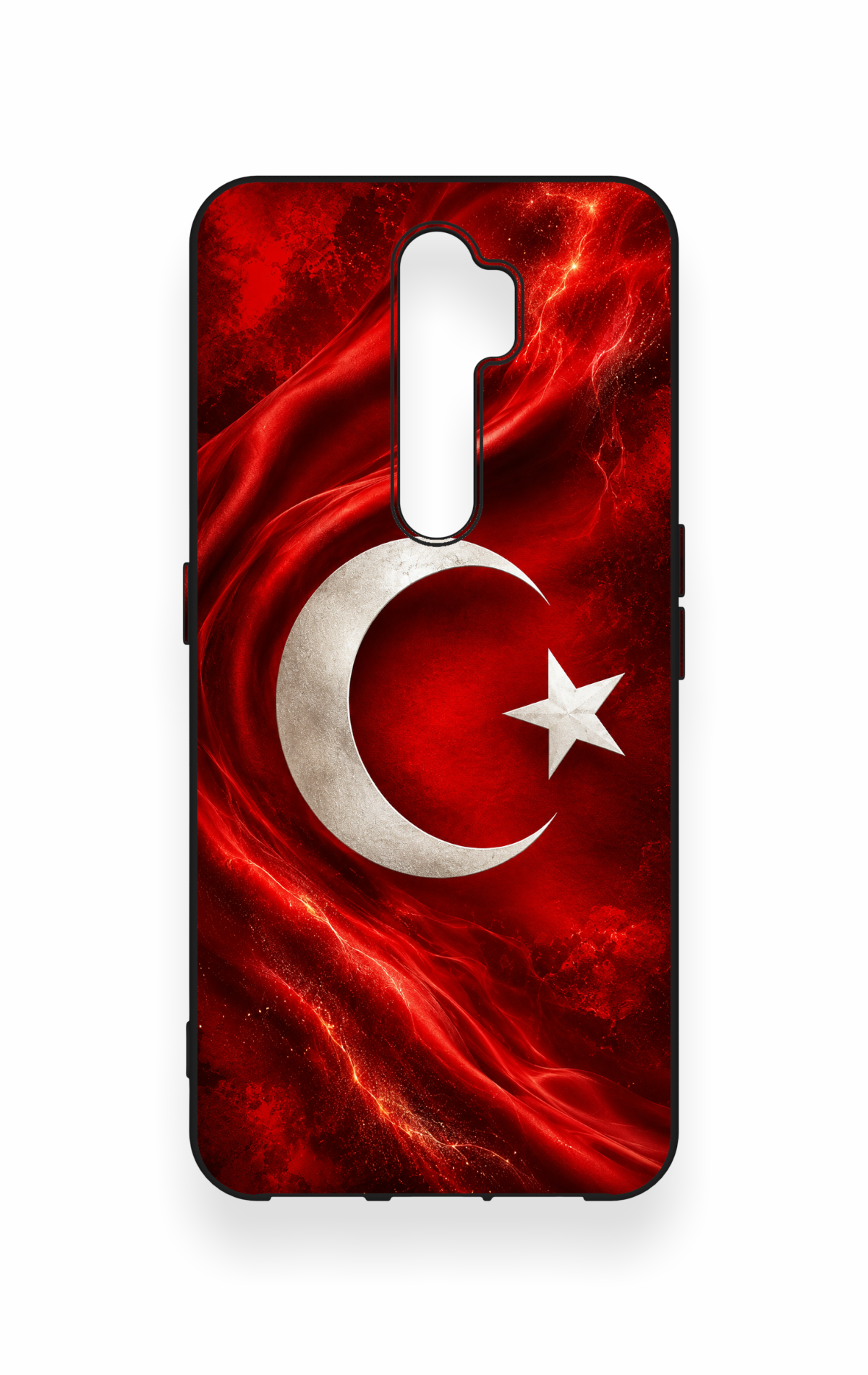 Oppo A5 2020 Uyumlu Türk Bayrağı Desenli Silikon Kılıf