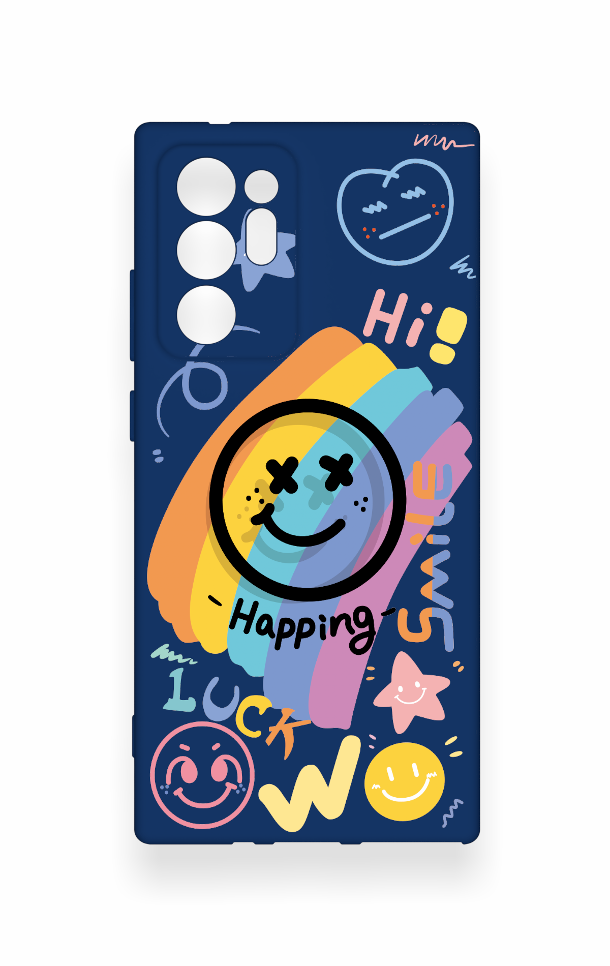 Samsung Note 20 Ultra Uyumlu Happing Smile Desenli Silikon Kılıf