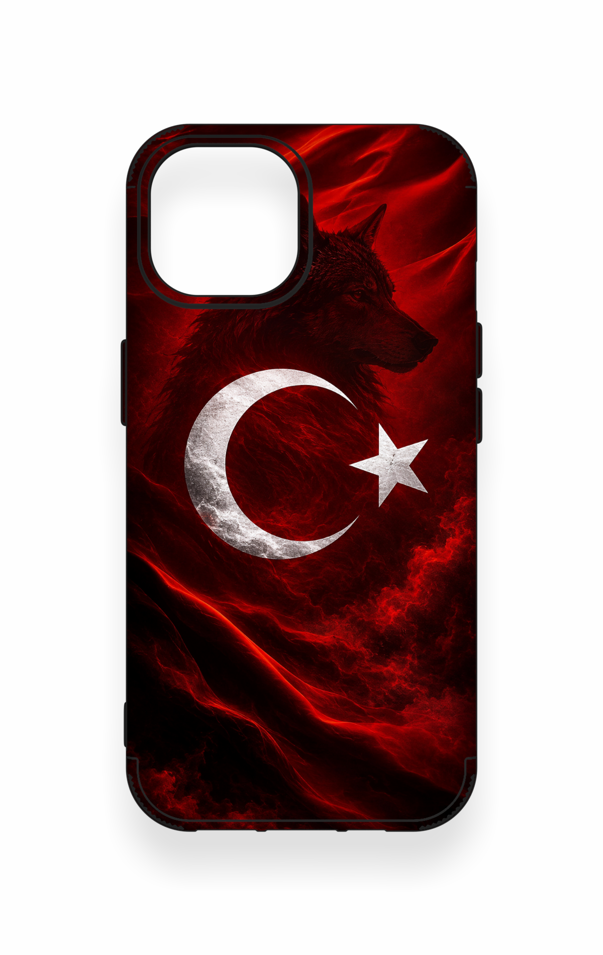 iPhone 15 Uyumlu Kurt Türk Bayrağı Desenli Silikon Kılıf