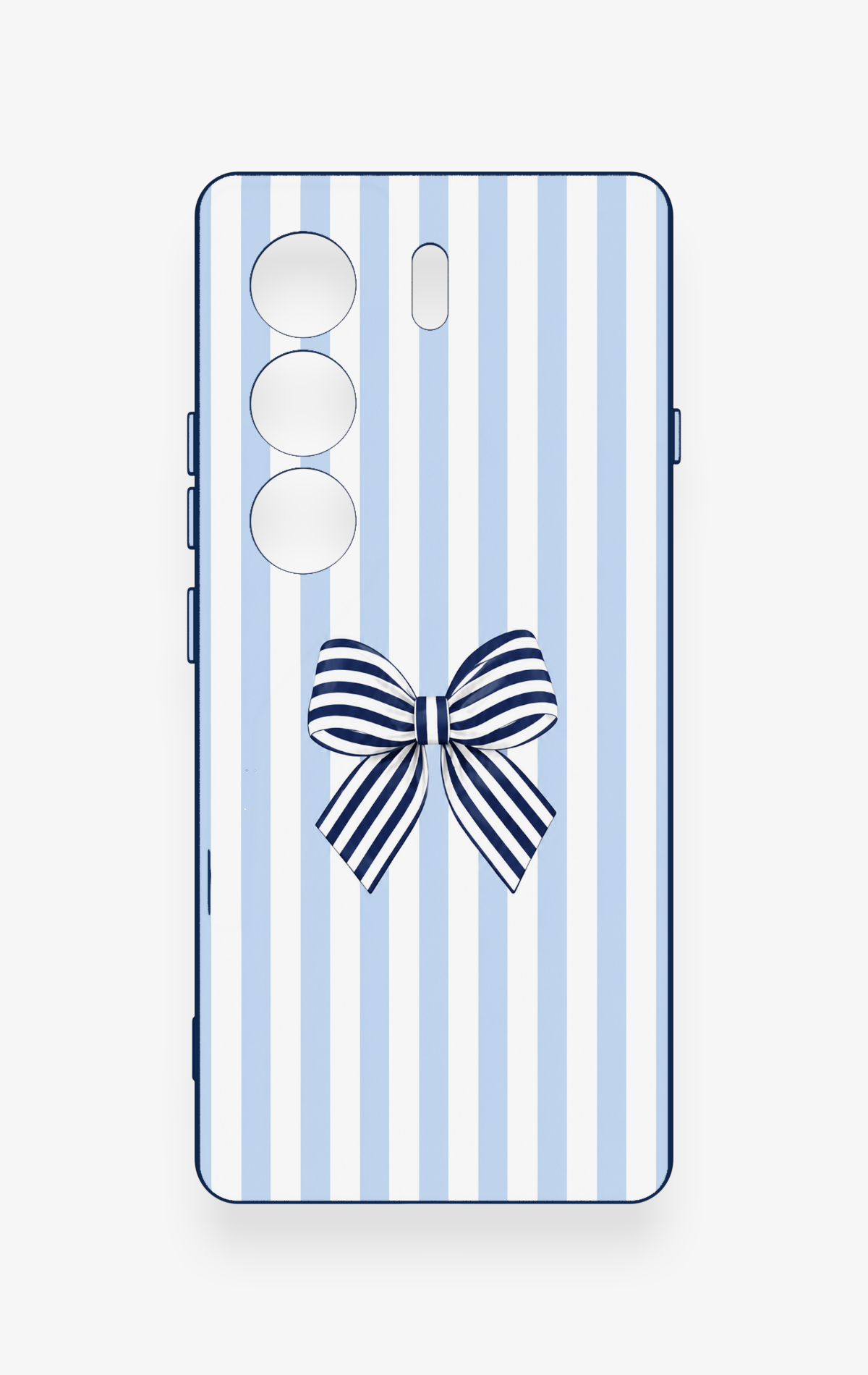 Tecno Camon 40 4G Uyumlu Mavi Beyaz Kurdele Desenli Silikon Kılıf