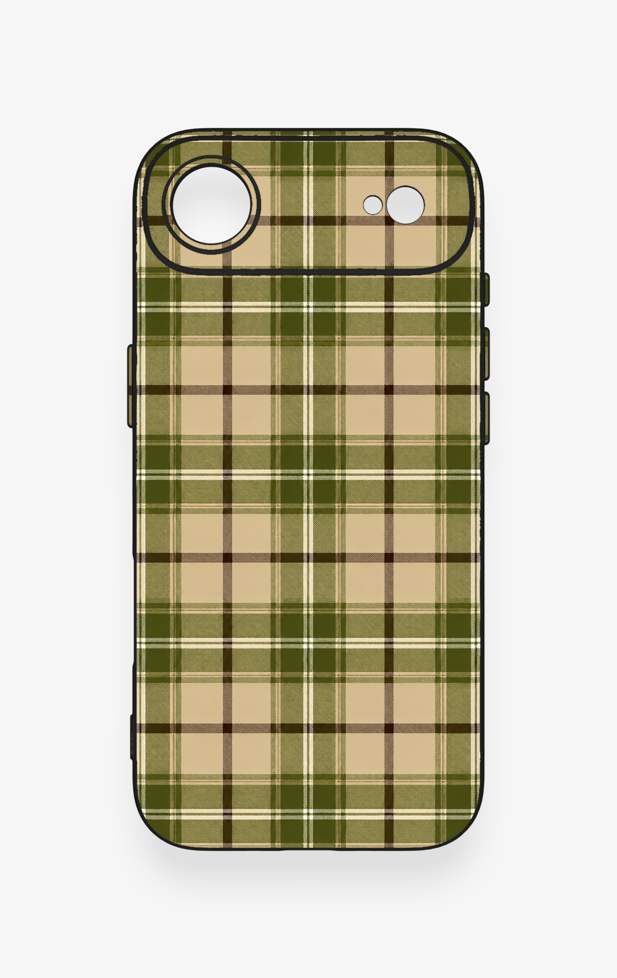 iPhone 17 Air Uyumlu Zeytin Yeşili Ekose Desenli Silikon Kılıf