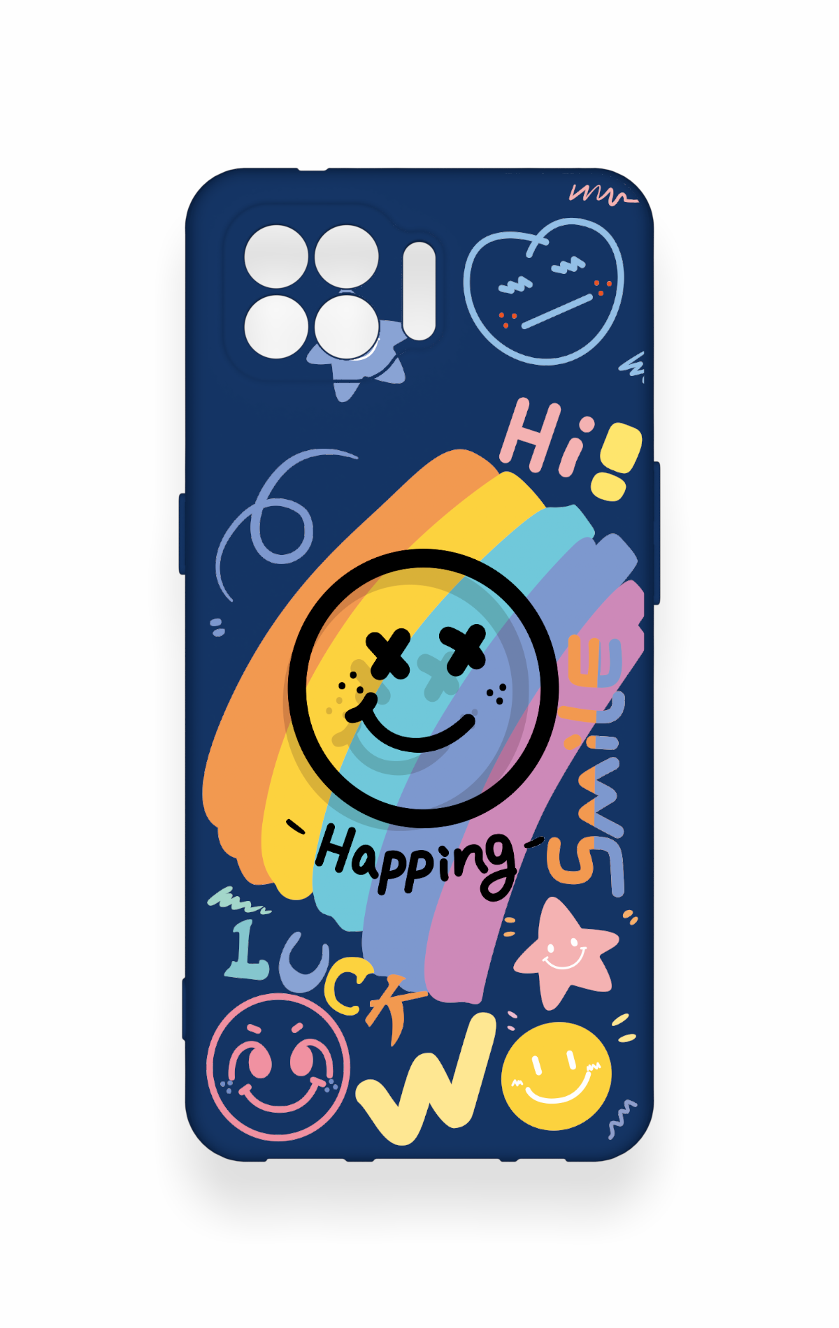 Oppo Reno 4 Lite Uyumlu Happing Smile Desenli Silikon Kılıf