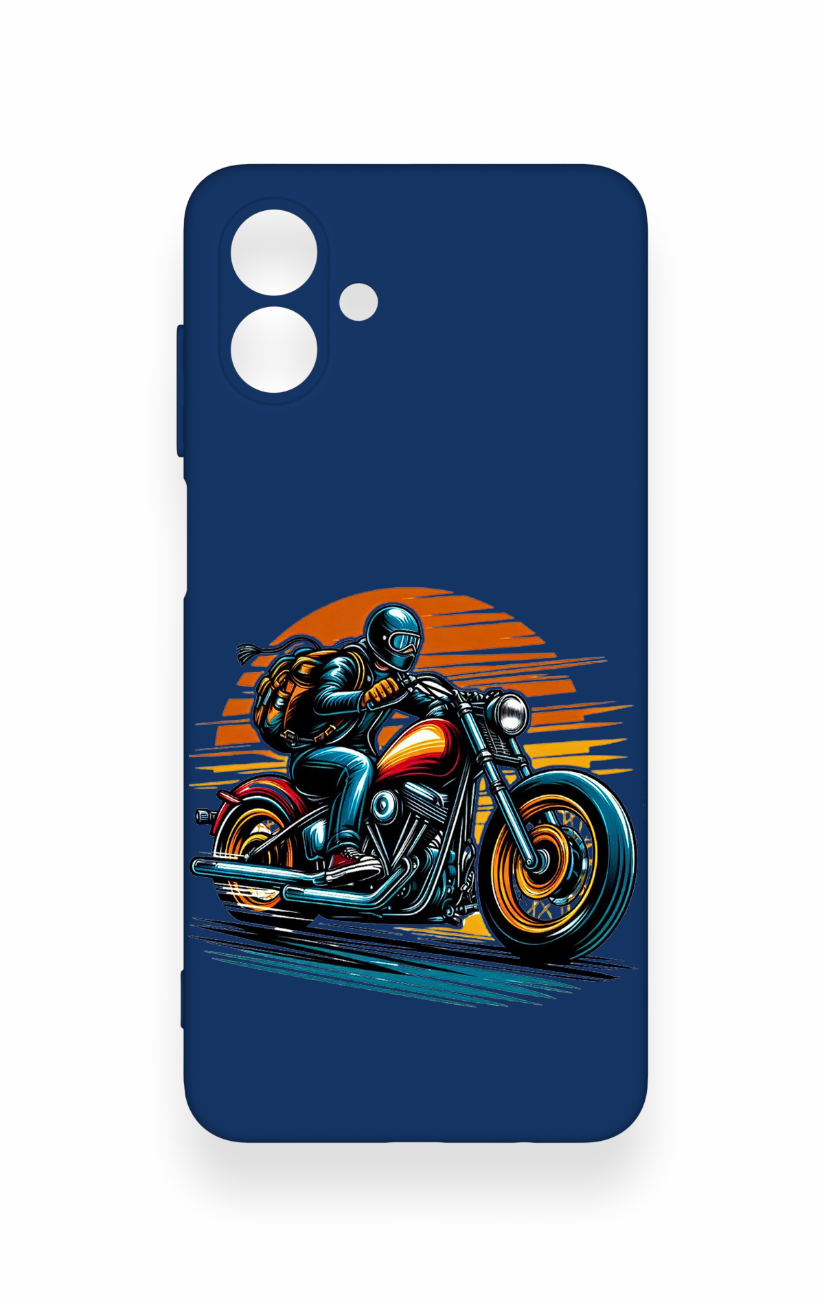 Samsung A07 Uyumlu Moto Rider Desenli Silikon Kılıf