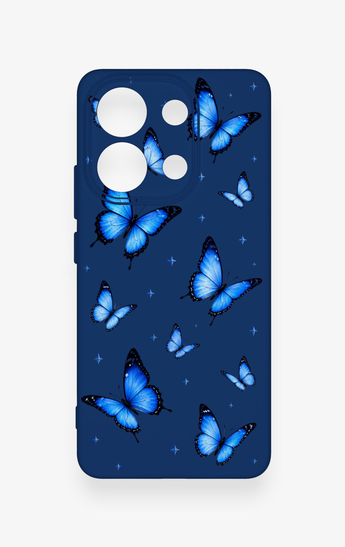 Redmi Note 13 4G Uyumlu Parlak Mavi Kelebek Desenli Silikon Kılıf