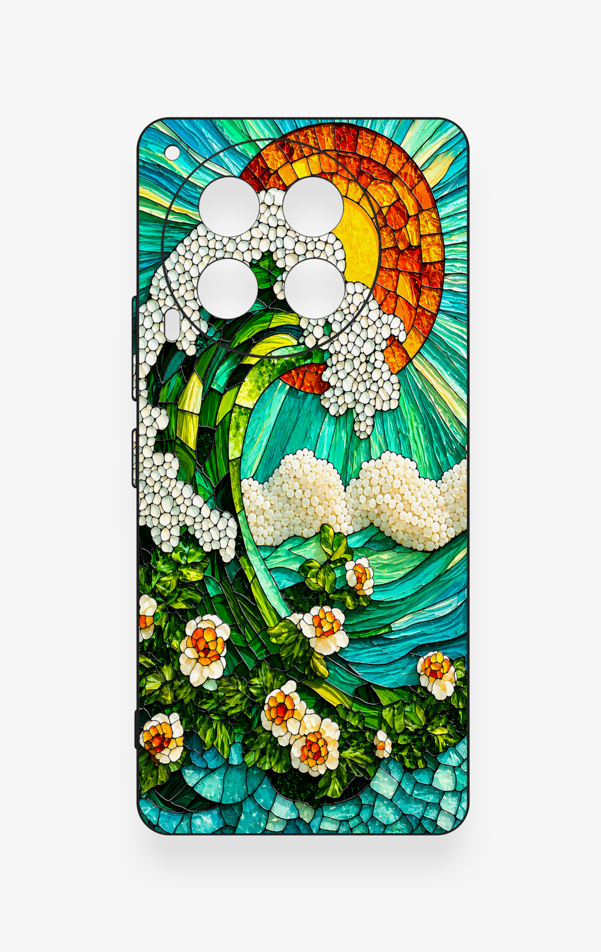 Tecno Camon 30 Uyumlu Mozaik Okyanus Dalgası Desenli Silikon Kılıf