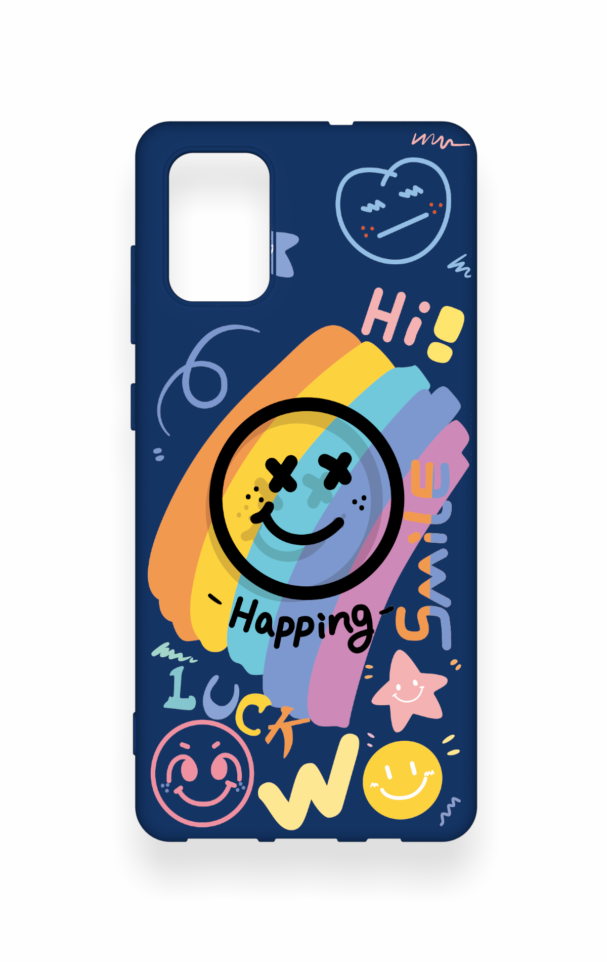 Samsung-A71 Uyumlu Happing Smile Desenli Silikon Kılıf