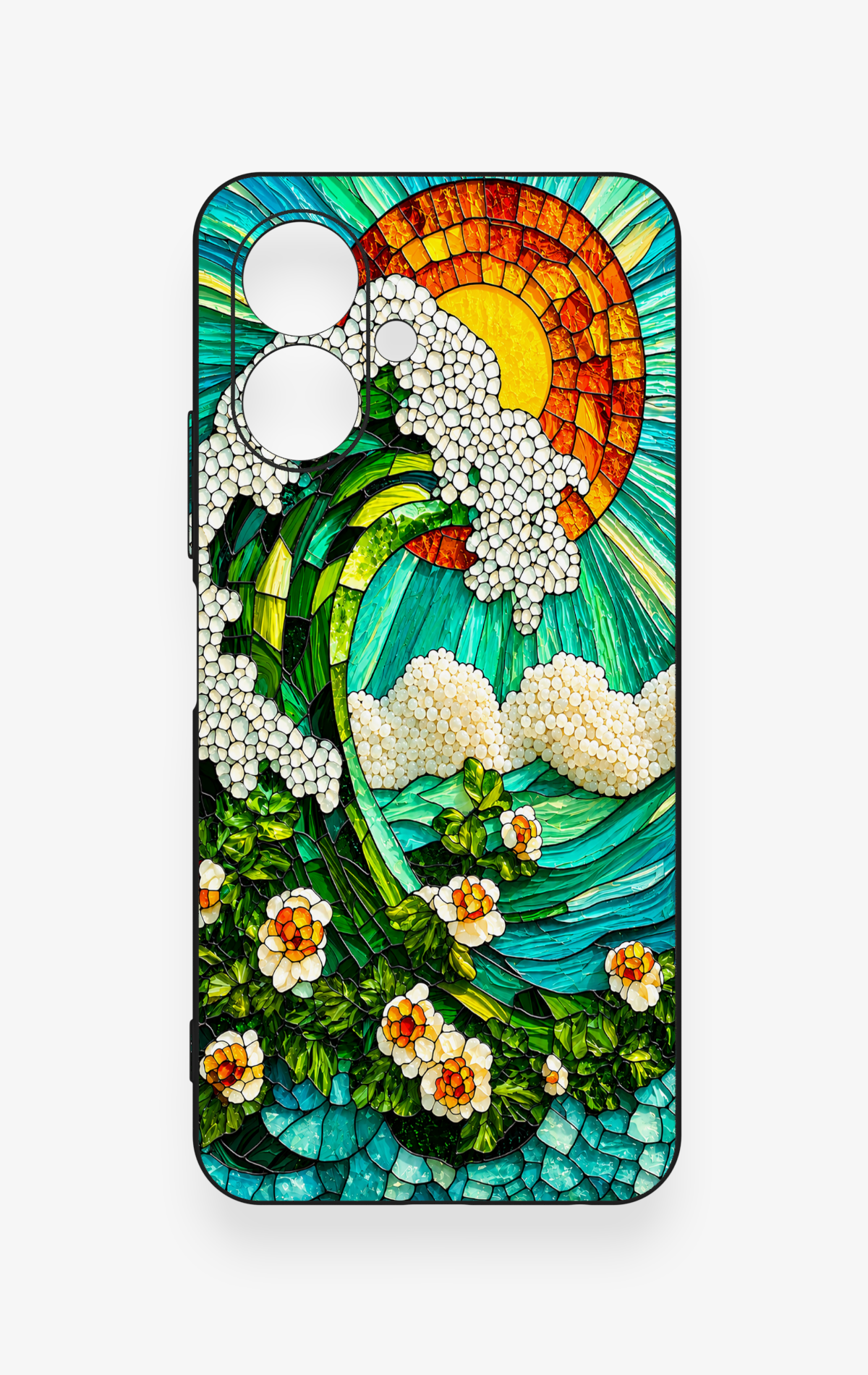 Tecno Spark Go 2 Uyumlu Mozaik Okyanus Dalgası Desenli Silikon Kılıf