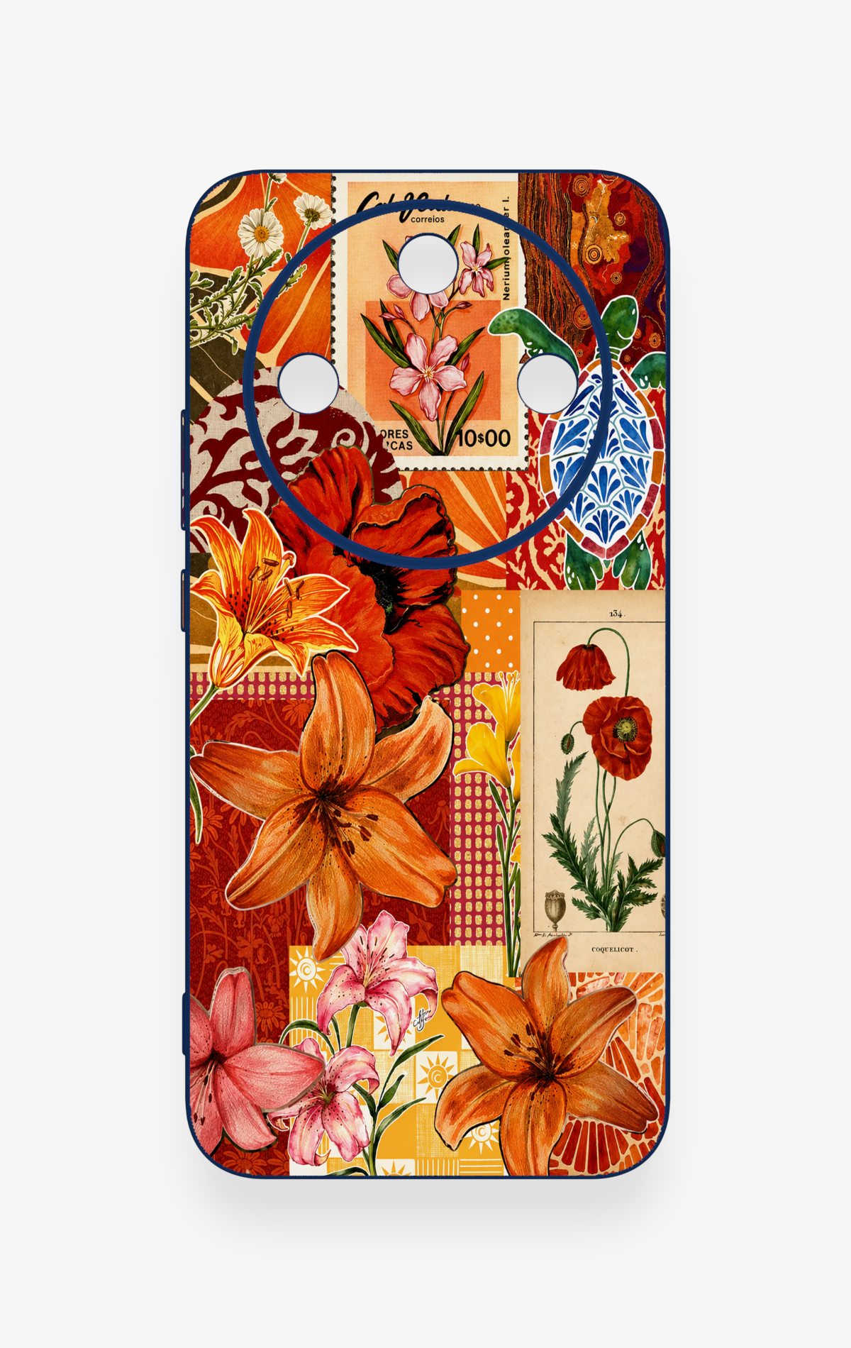 Honor Magic 8 Lite Uyumlu Turuncu Zambak Desenli Silikon Kılıf