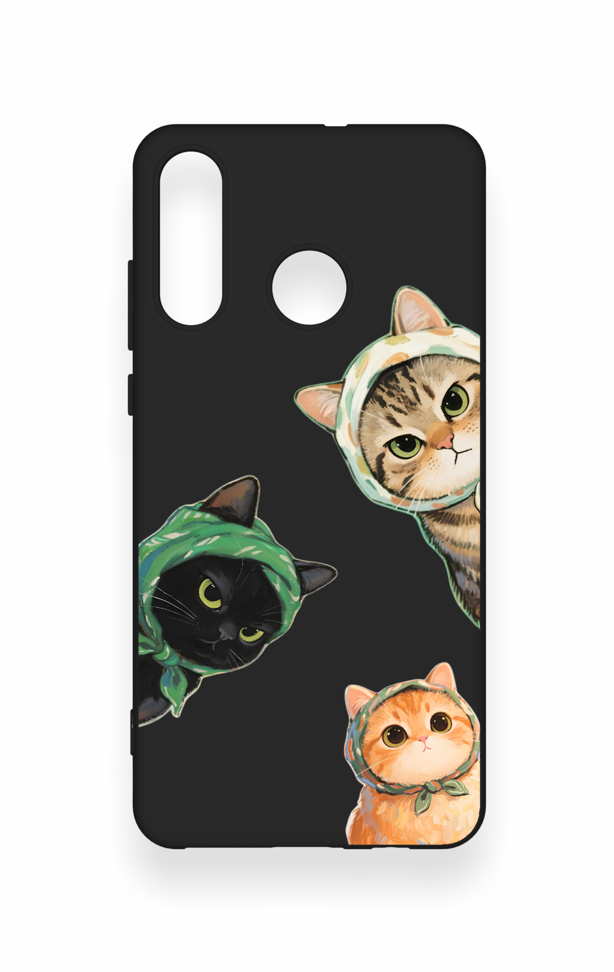 Huawei P30 Lite Uyumlu Kedi Ekibi Desenli Silikon Kılıf