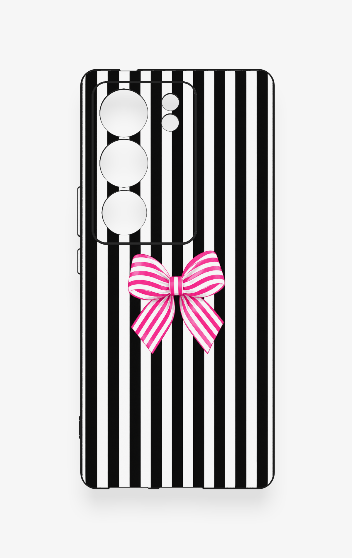 Vivo V29 Uyumlu Pembe Beyaz Kurdele Desenli Silikon Kılıf