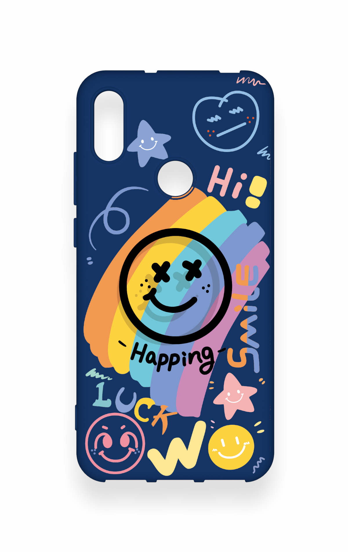 Huawei Y6 2019 Uyumlu Happing Smile Desenli Silikon Kılıf