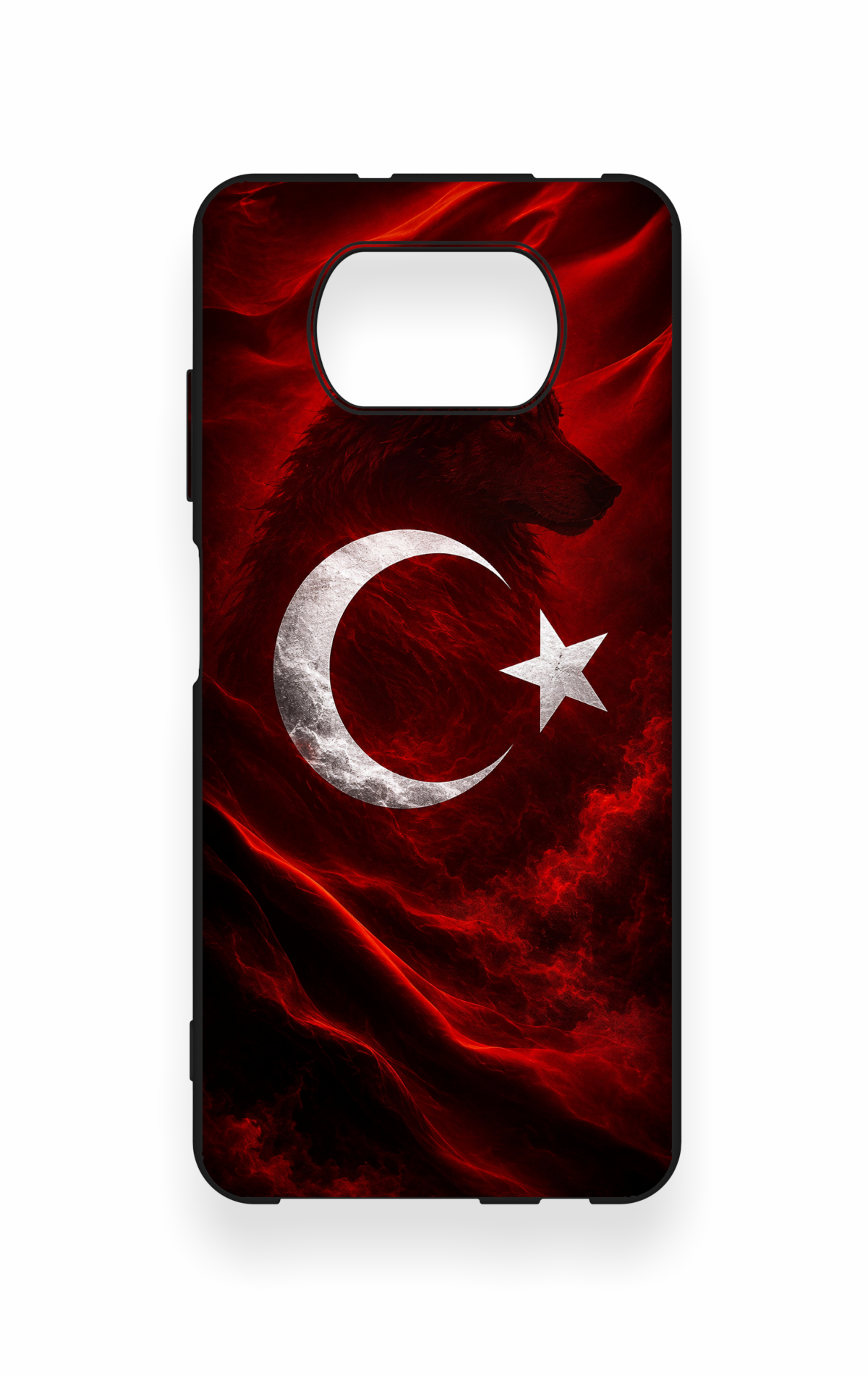 Poco X3 Uyumlu Kurt Türk Bayrağı Desenli Silikon Kılıf