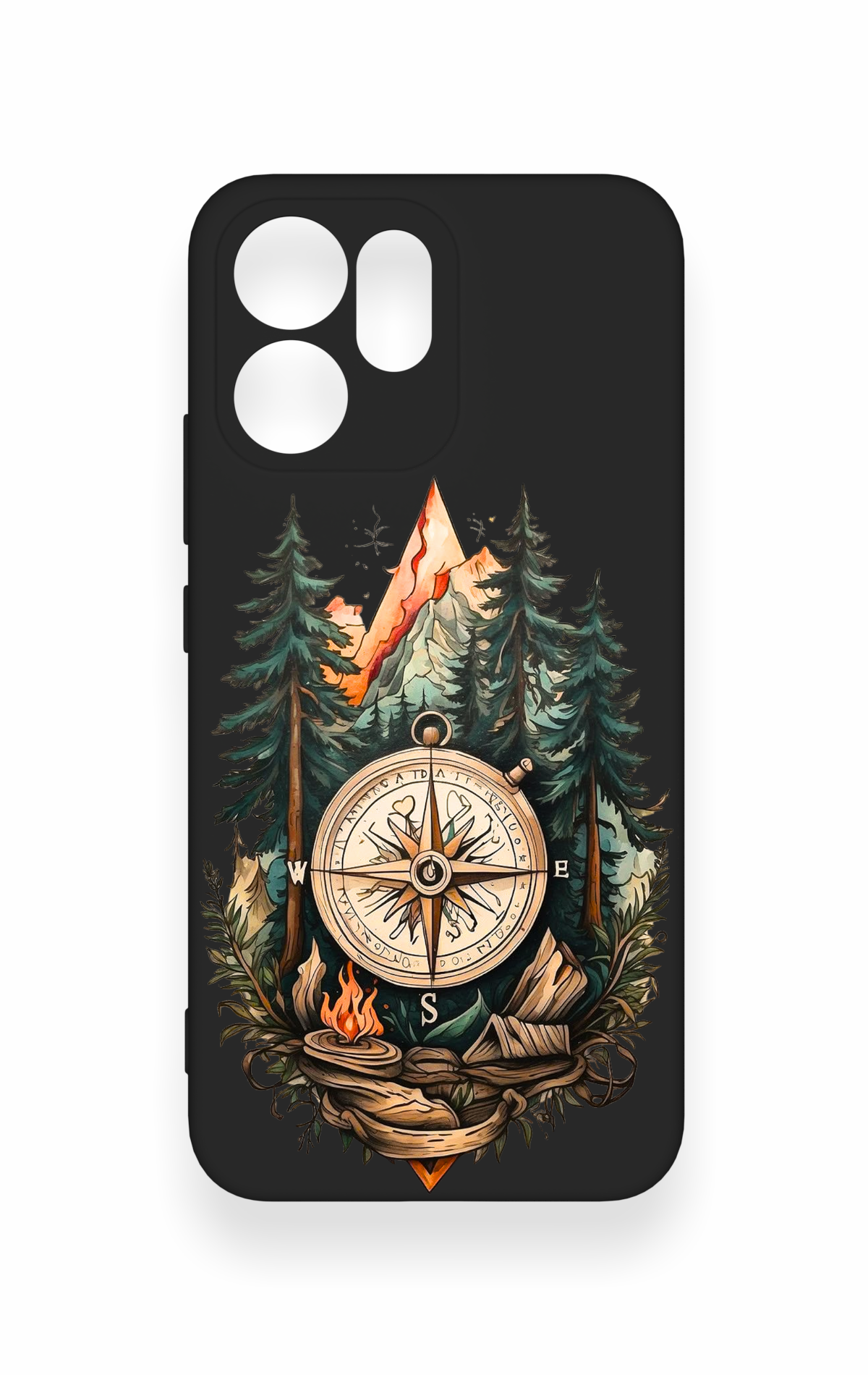 Oppo Reno 14F Uyumlu Pusula Orman Desenli Silikon Kılıf
