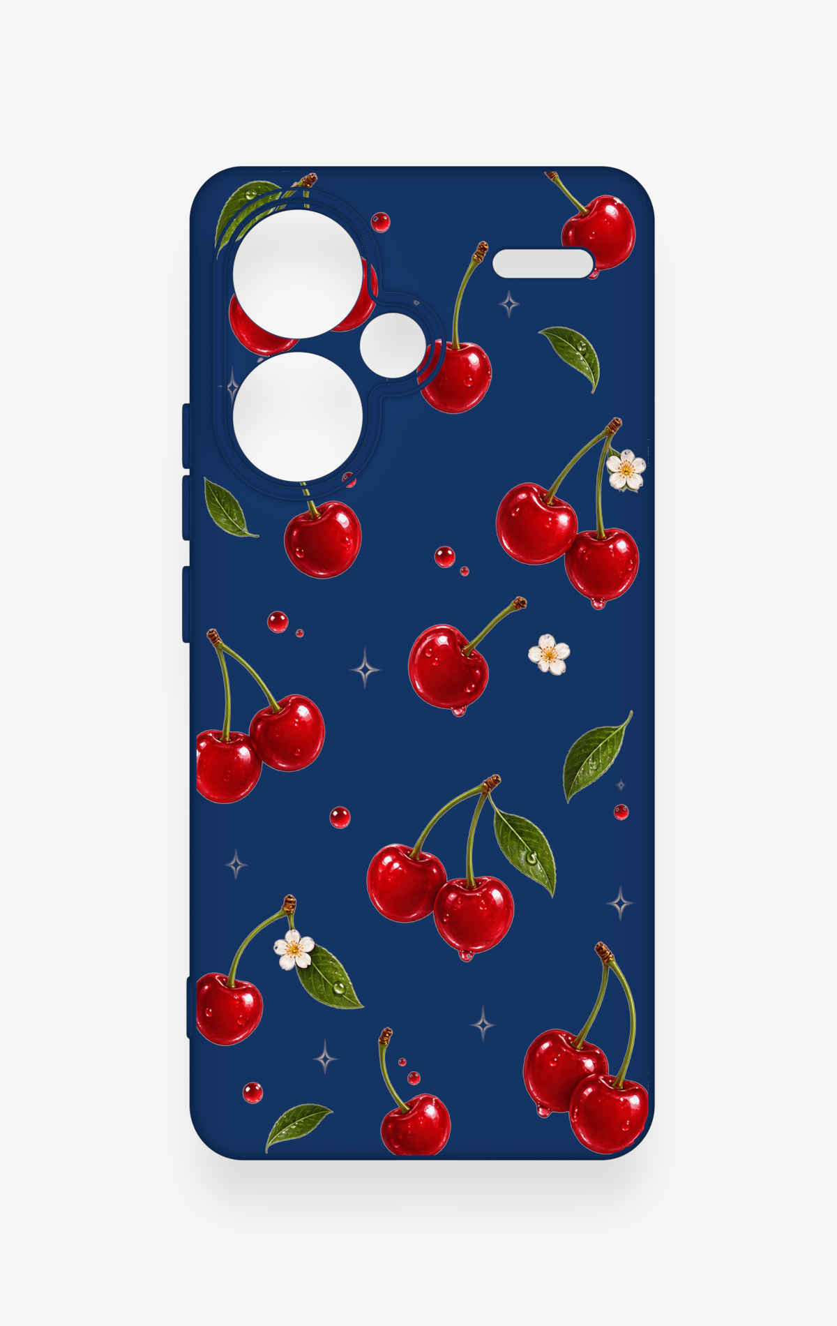 Redmi Note 13 Pro Plus Uyumlu Kiraz Papatya Desenli Silikon Kılıf