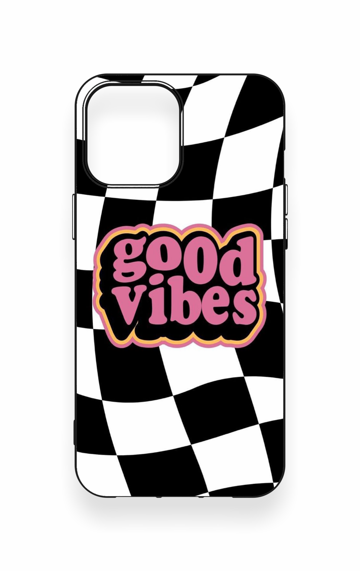 iPhone 12 Pro Max Uyumlu Black Good Vibes Desenli Silikon Kılıf
