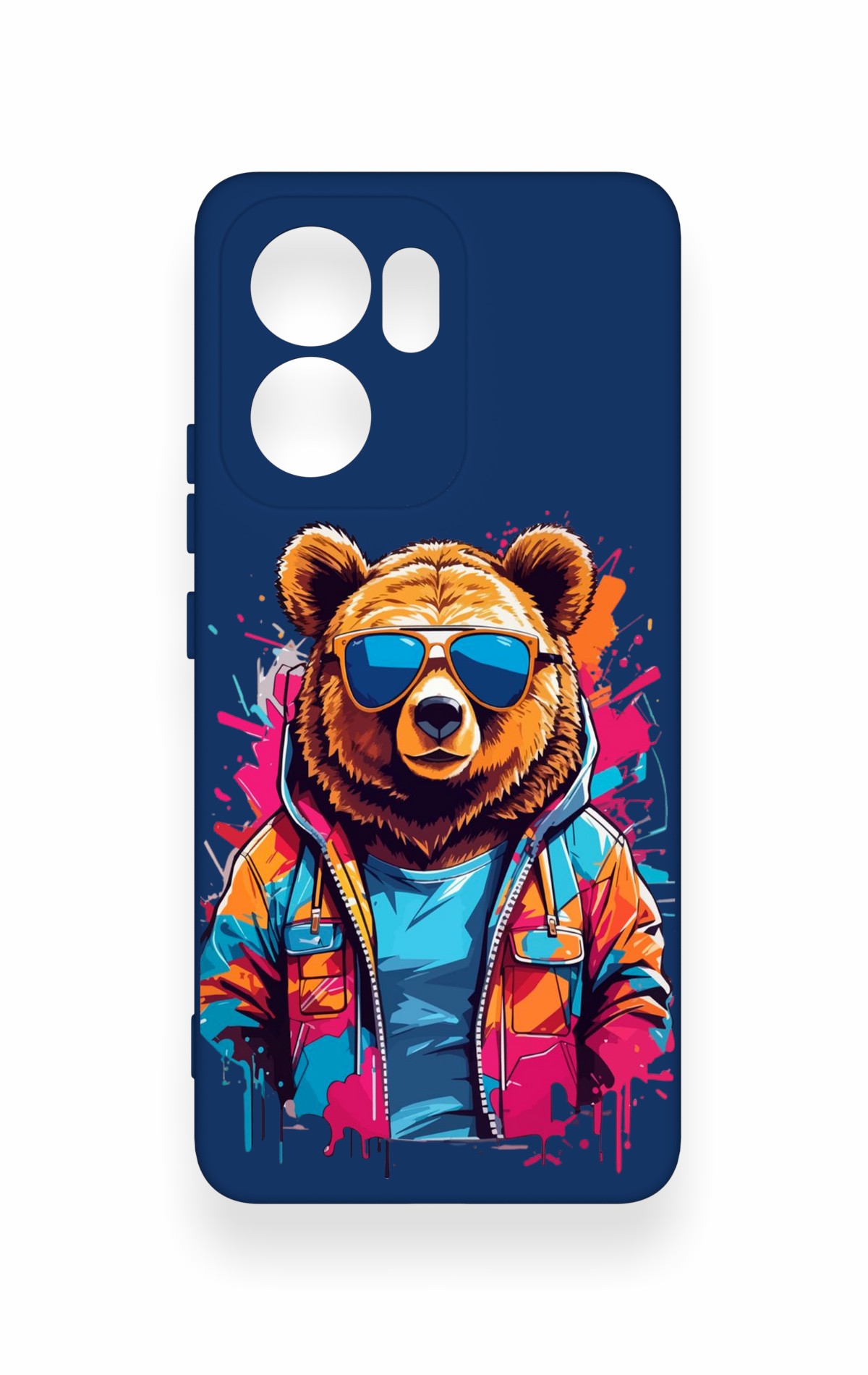 Oppo Reno 13F Uyumlu Gözlüklü Ayı Desenli Silikon Kılıf