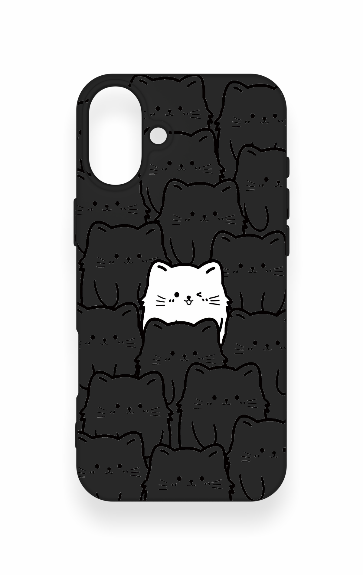 iPhone 16 Plus Uyumlu Many Cats Desenli Silikon Kılıf