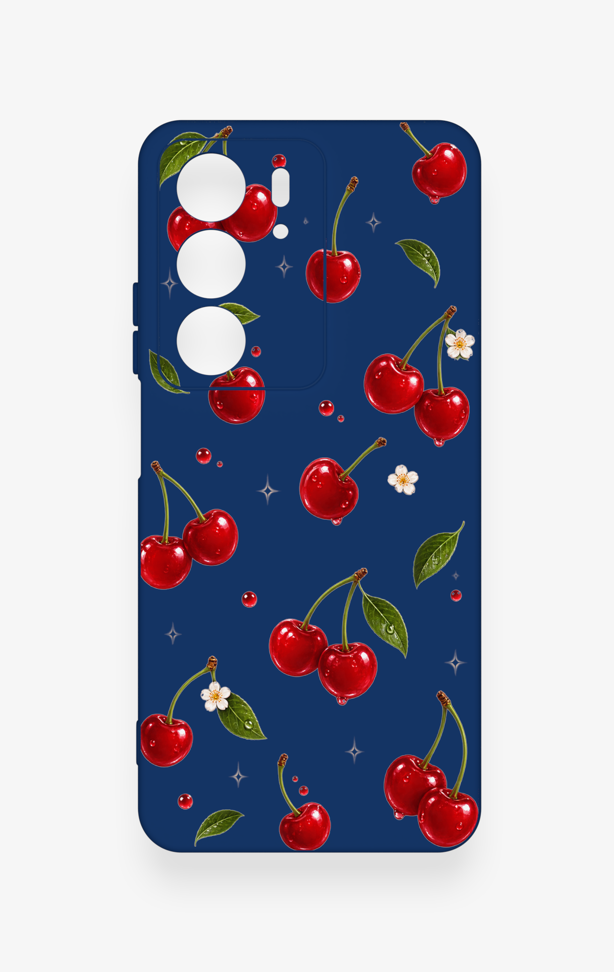 Realme C75 Uyumlu Kiraz Papatya Desenli Silikon Kılıf